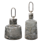 Outside The Box 18" & 15" Storm Charcoal / Taupe / Silver Art Glass Bottles