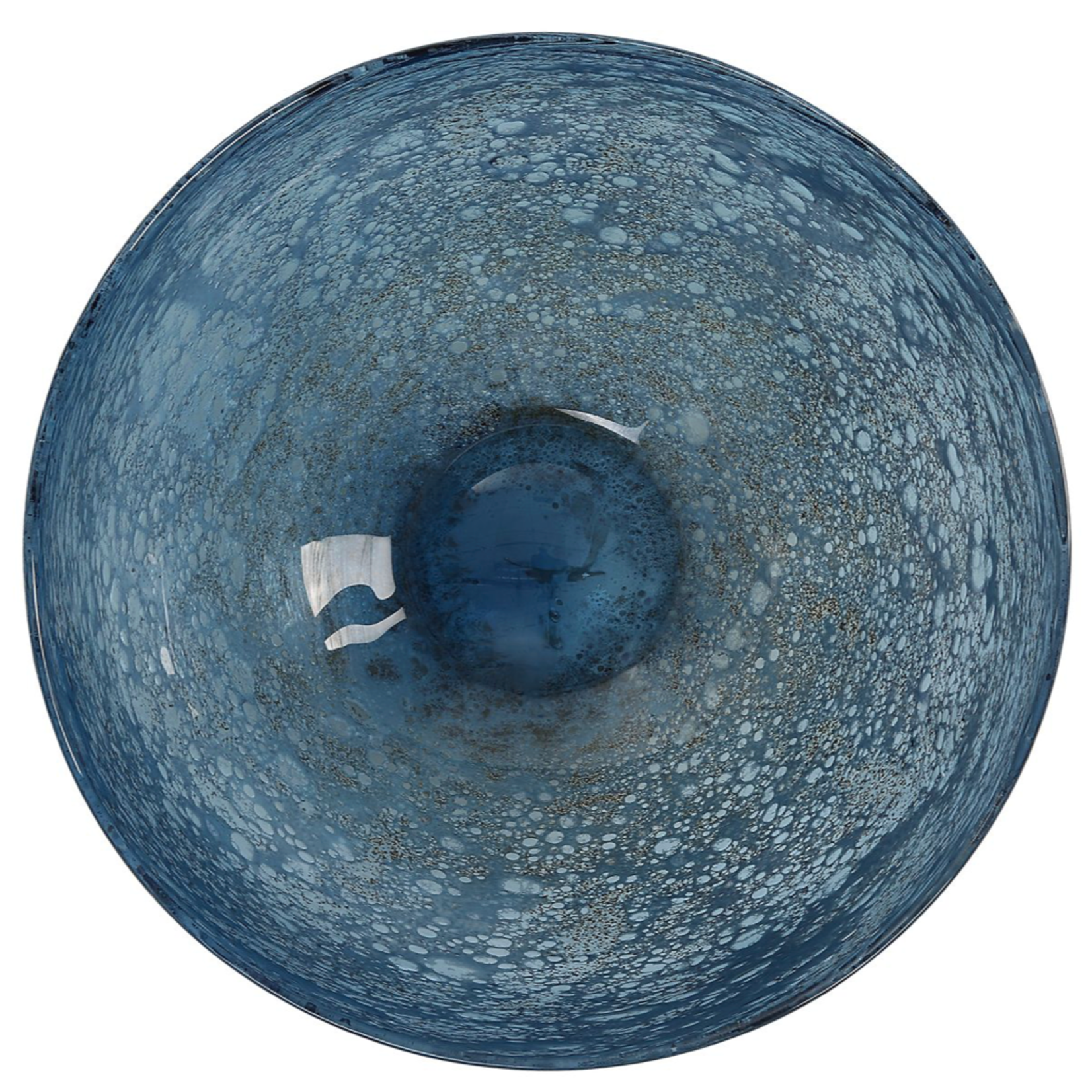 Outside The Box 14" Genovesa Aqua Hand Blown Glass Bowl