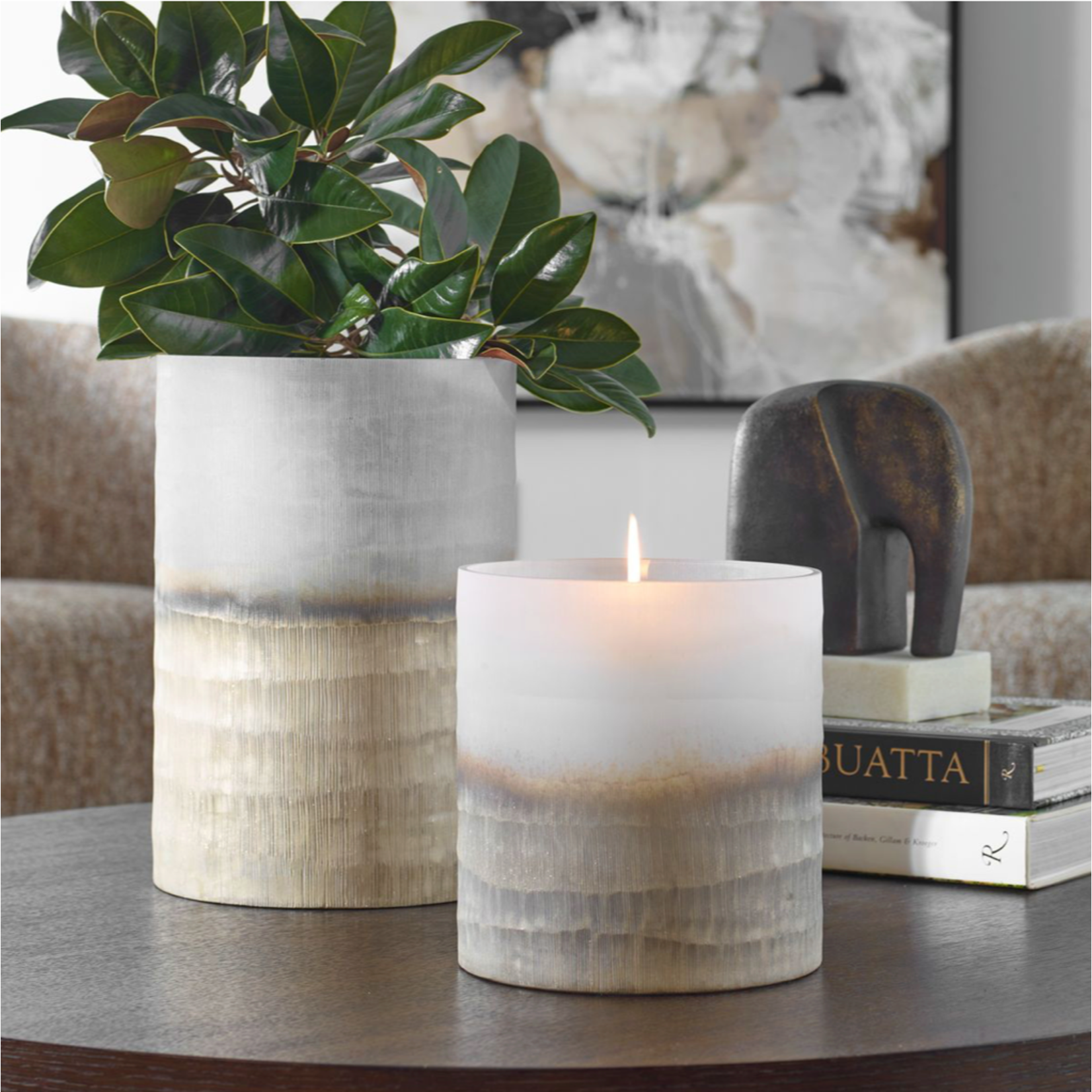 Outside The Box 13" & 9" Ombra Neutral Horizon Glass Vases