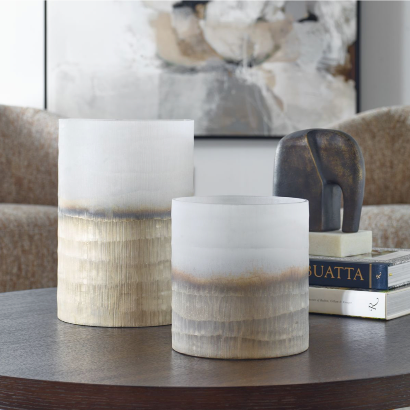 Outside The Box 13" & 9" Ombra Neutral Horizon Glass Vases