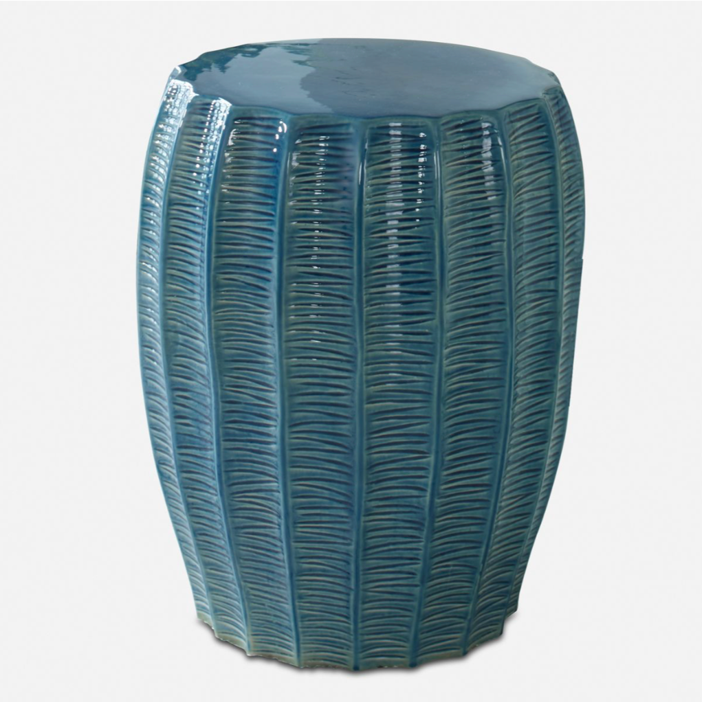 14x17 Harbor Scalloped Aqua Blue Ceramic Indoor / Outdoor Garden