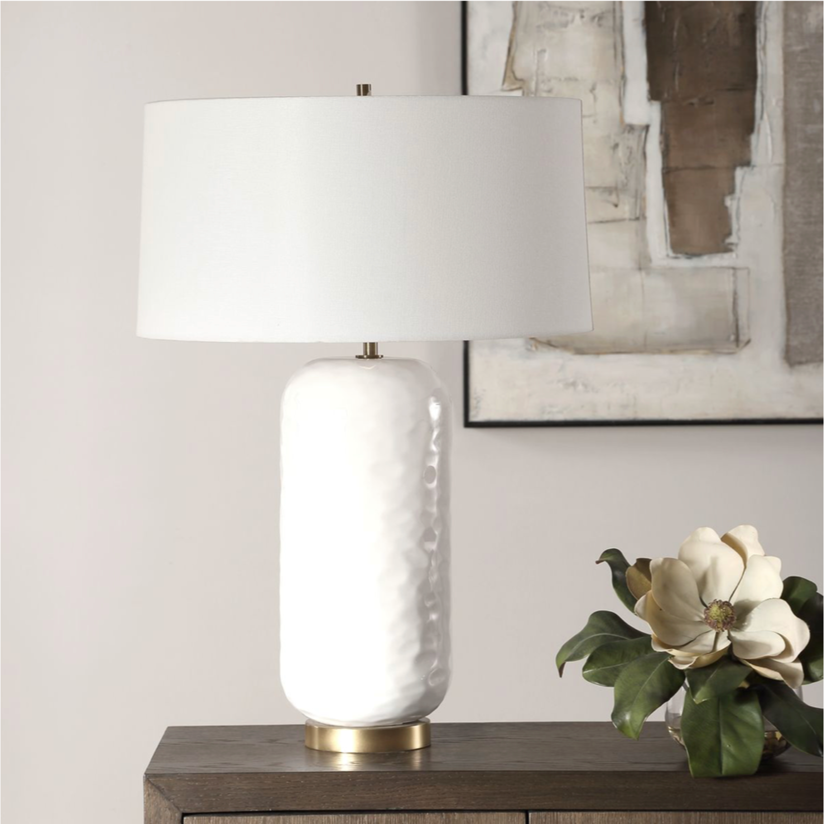 Outside The Box 29" Uttermost Iona White Glaze Ceramic Table Lamp