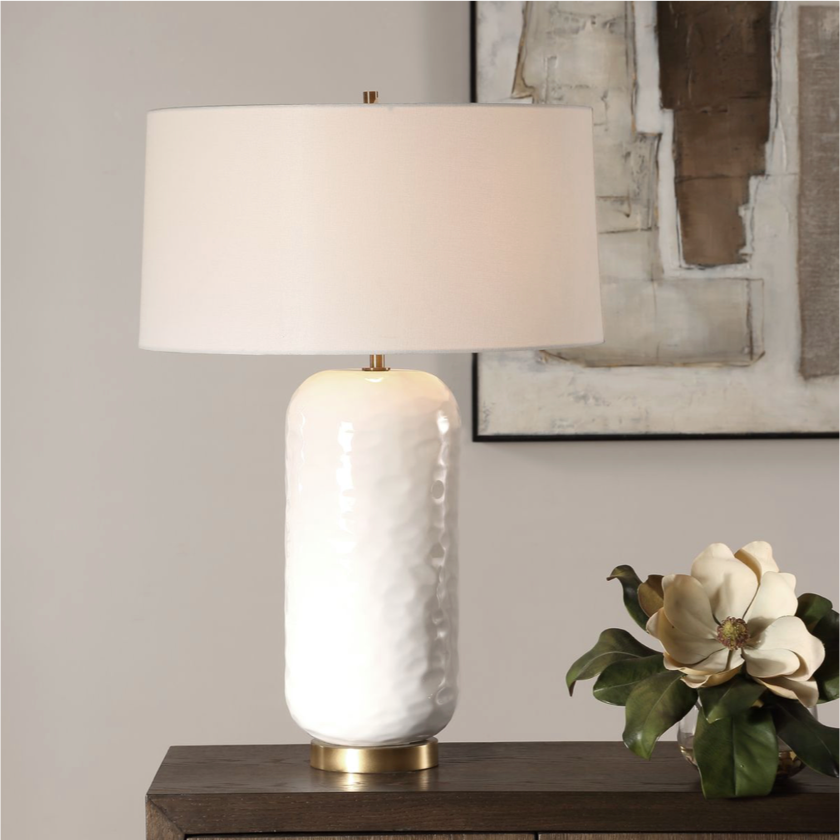 Outside The Box 29" Uttermost Iona White Glaze Ceramic Table Lamp