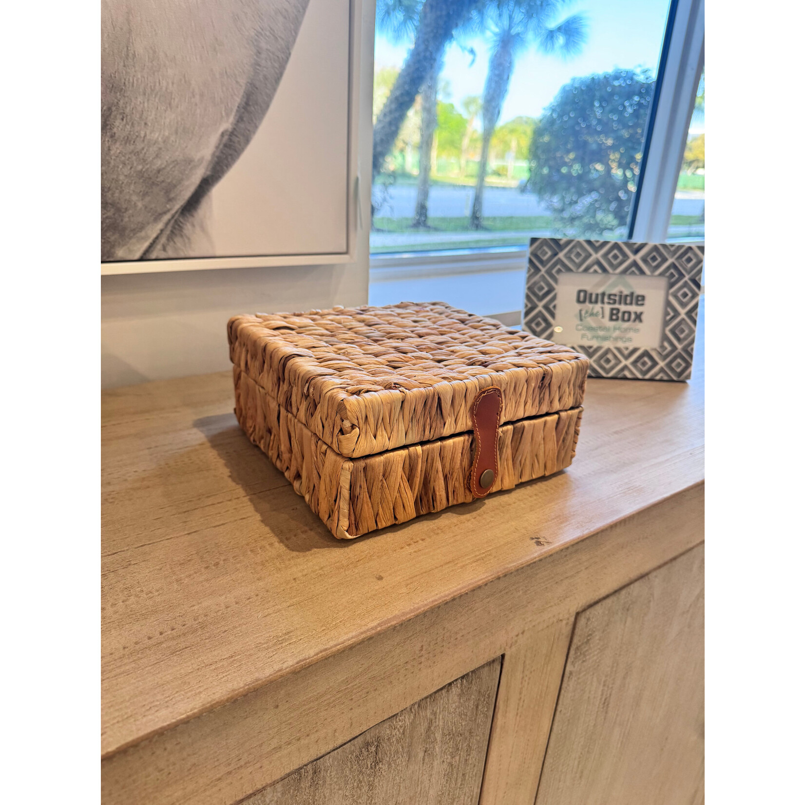 Outside The Box 9" Island Palm Water Hyacinth Decorative Boxes