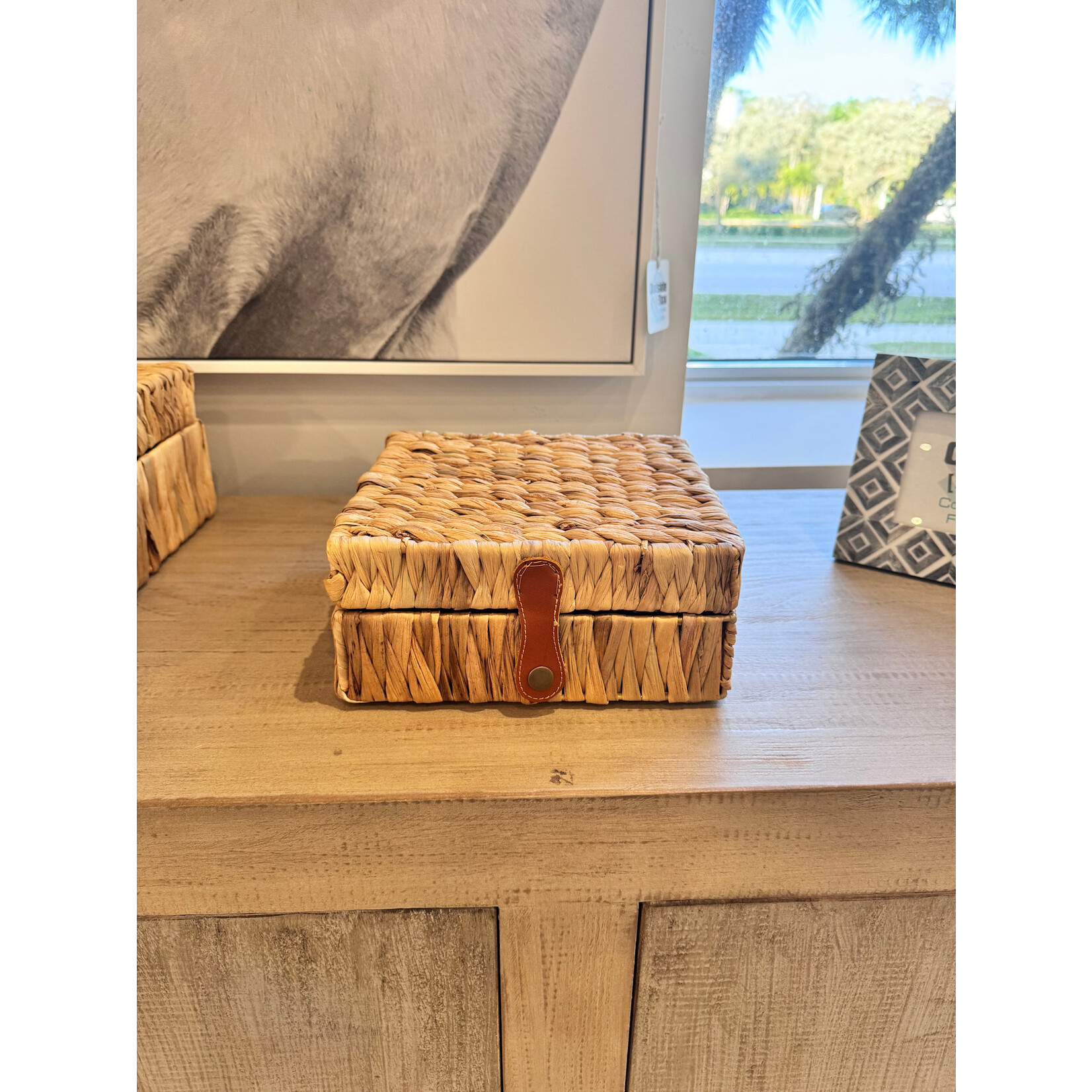 Outside The Box 9" Island Palm Water Hyacinth Decorative Boxes