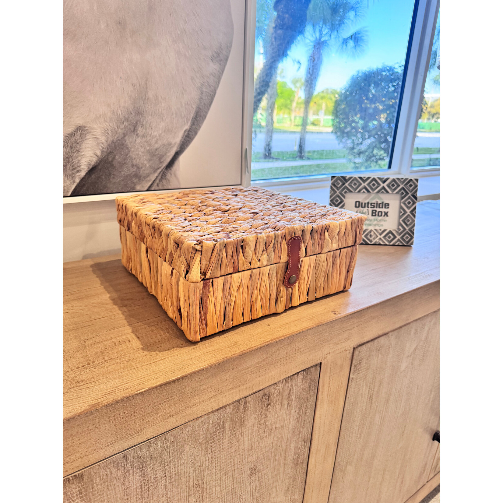 Outside The Box 13" Island Palm Water Hyacinth Decorative Box