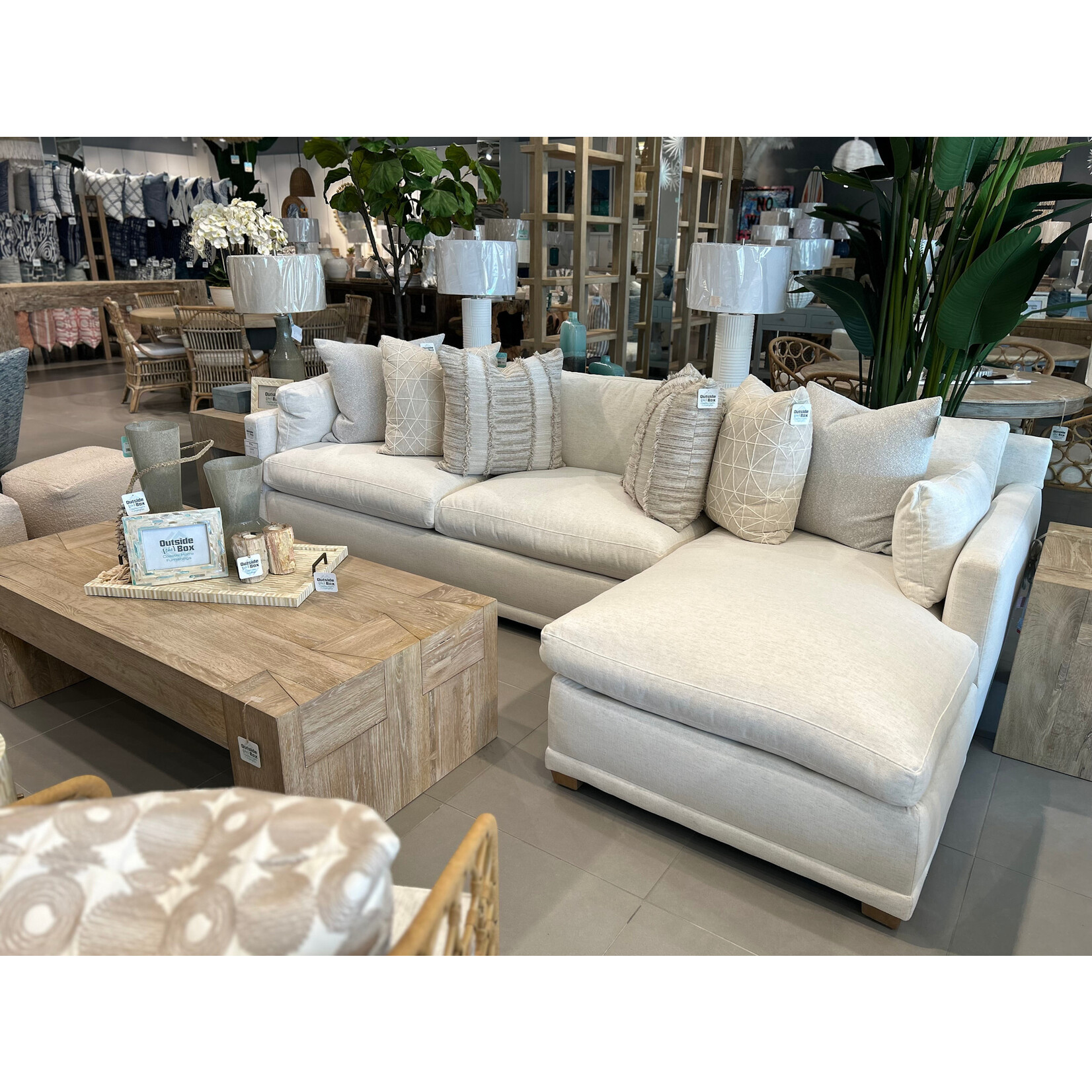 Outside The Box 122x67 Sylvie Nomad Snow Crypton Kid Proof Performance Upholstered RAF Chaise 102CR-19  (Z)