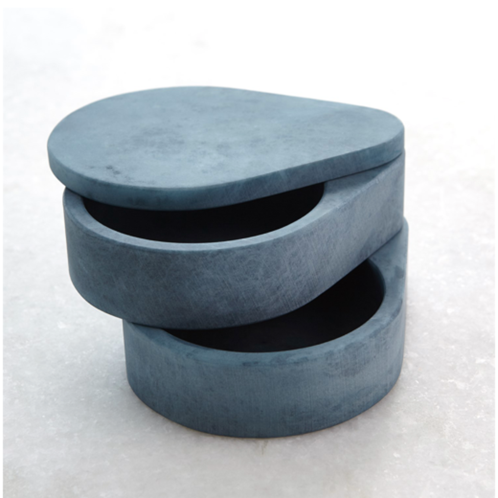 Outside The Box 5" Alabaster Blue Tear Drop Double Swirl Box