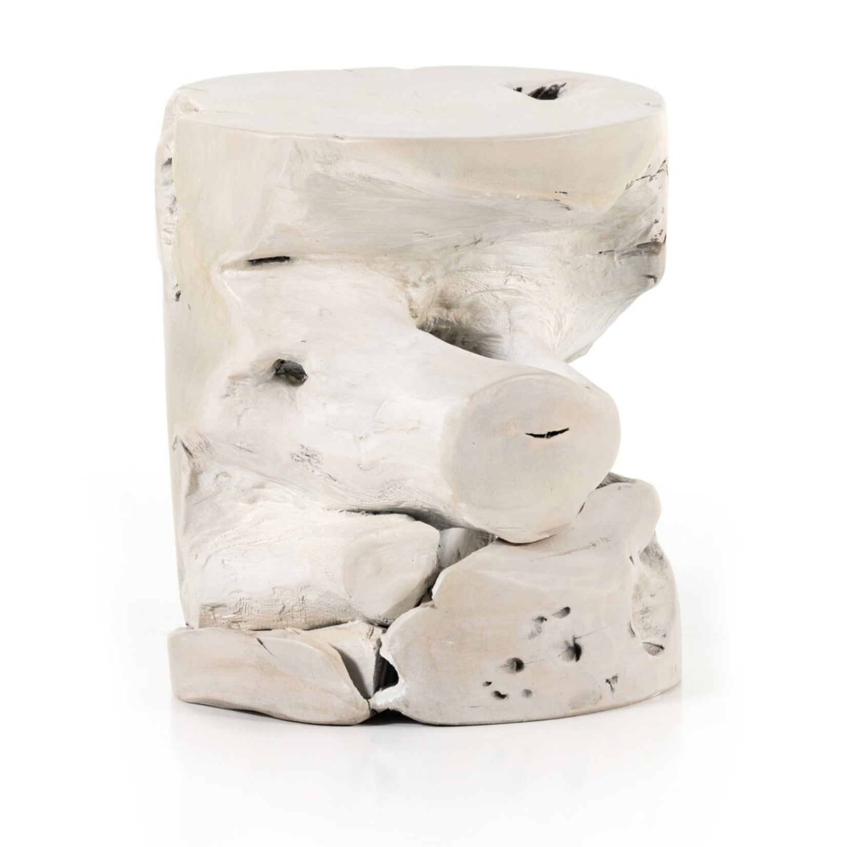 Outside The Box 16x16 Solid Teak Ivory Indoor / Outdoor Stool