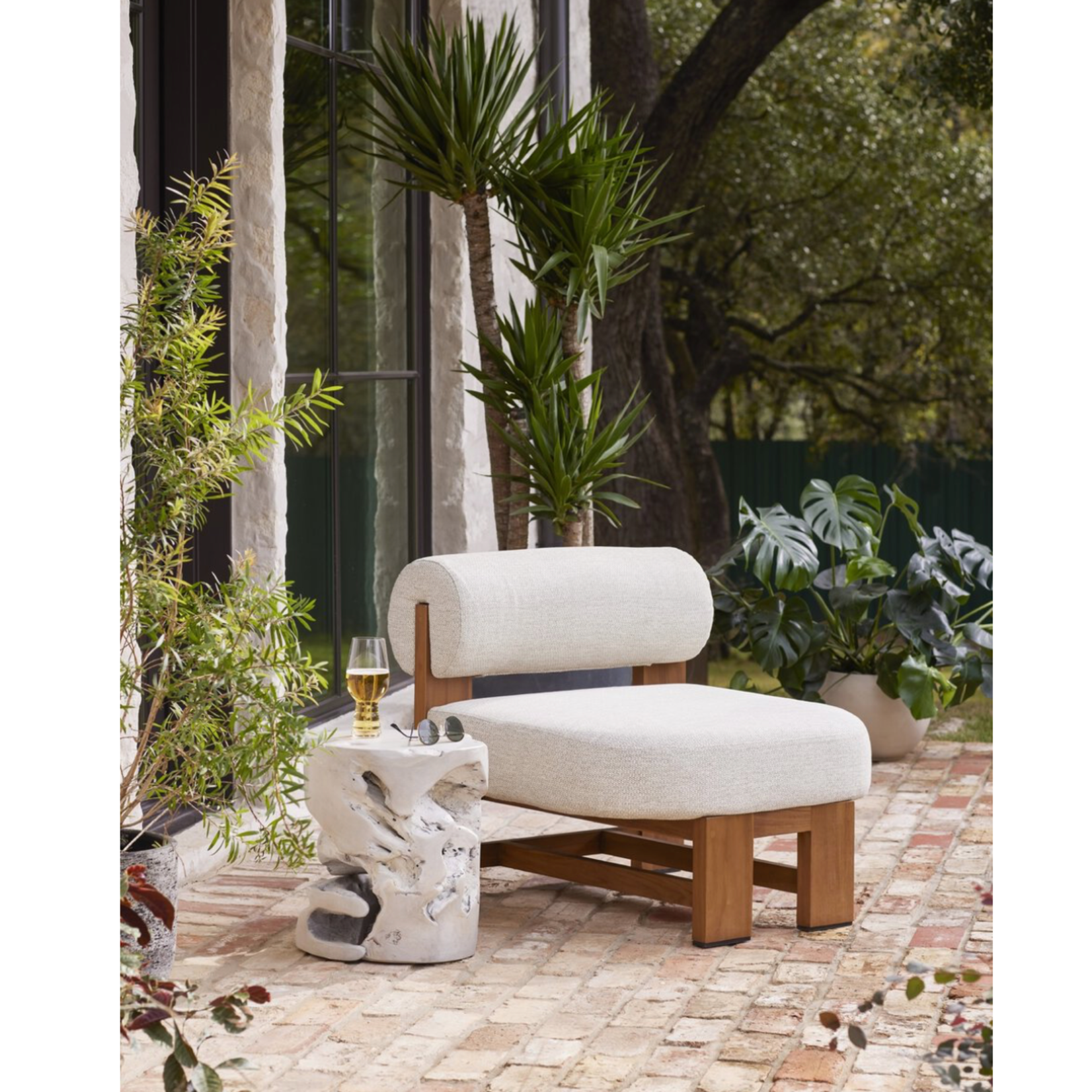 Outside The Box 16x16 Solid Teak Ivory Indoor / Outdoor Stool