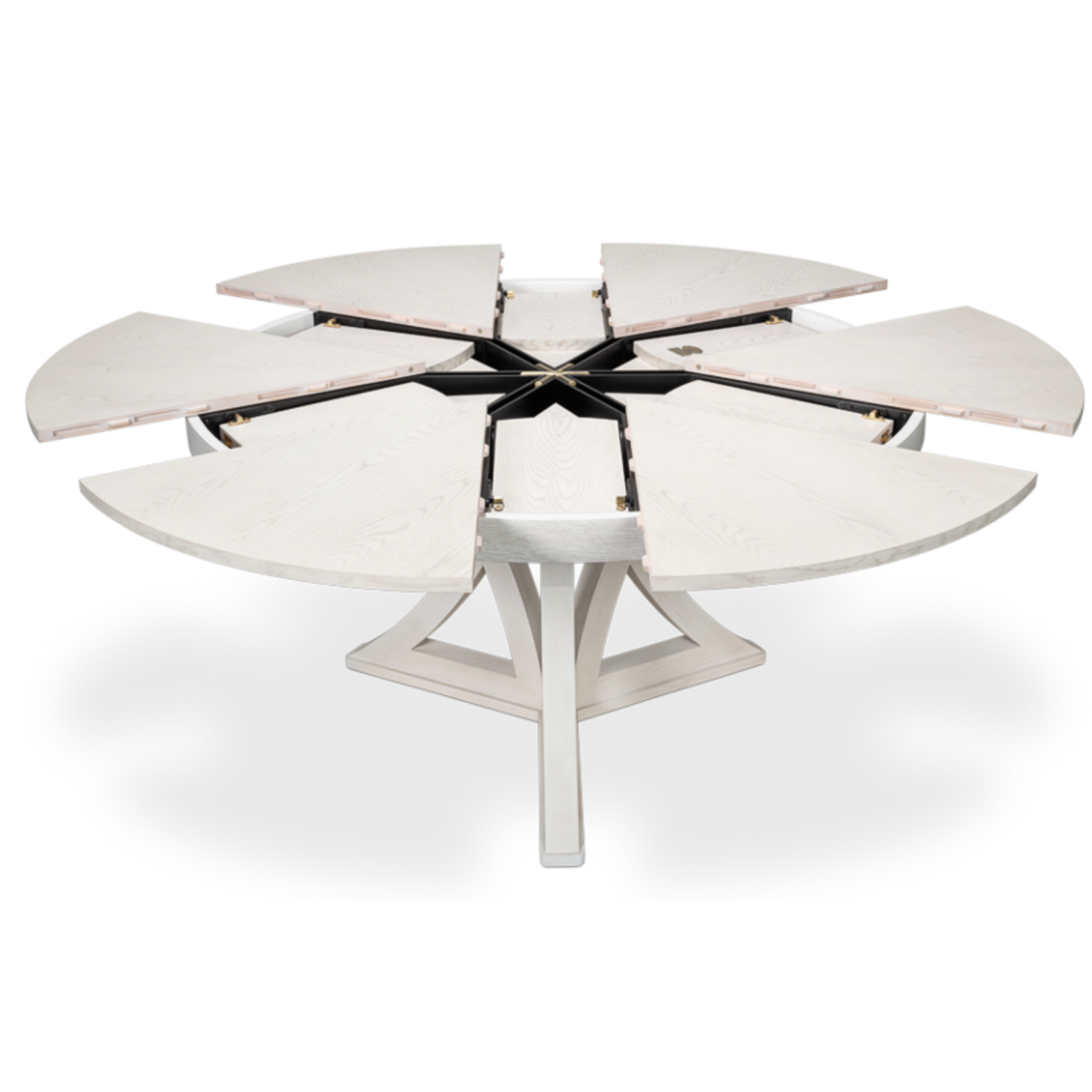 Outside The Box 64" Extends To 84" Casual Jupe White Wash Solid Oak Round Dining Table