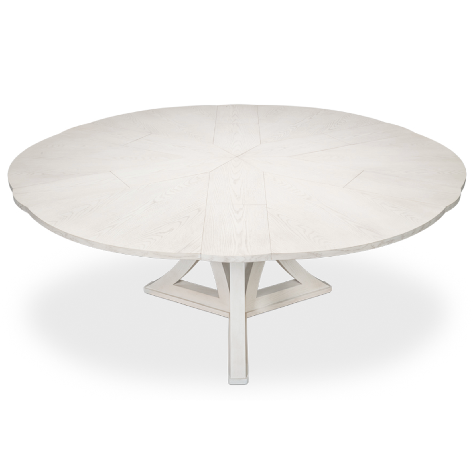 Outside The Box 64" Extends To 84" Casual Jupe White Wash Solid Oak Round Dining Table