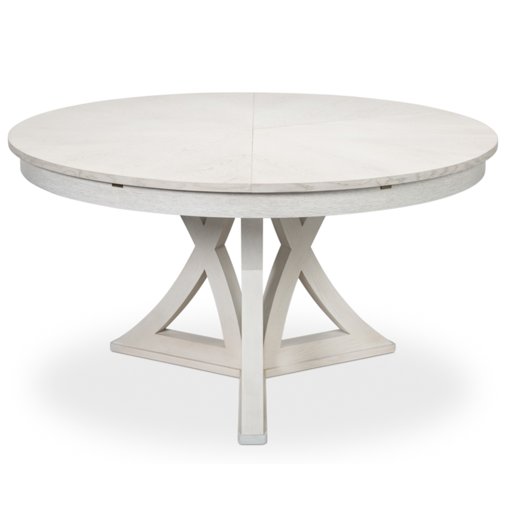 Outside The Box 64" Extends To 84" Casual Jupe White Wash Solid Oak Round Dining Table