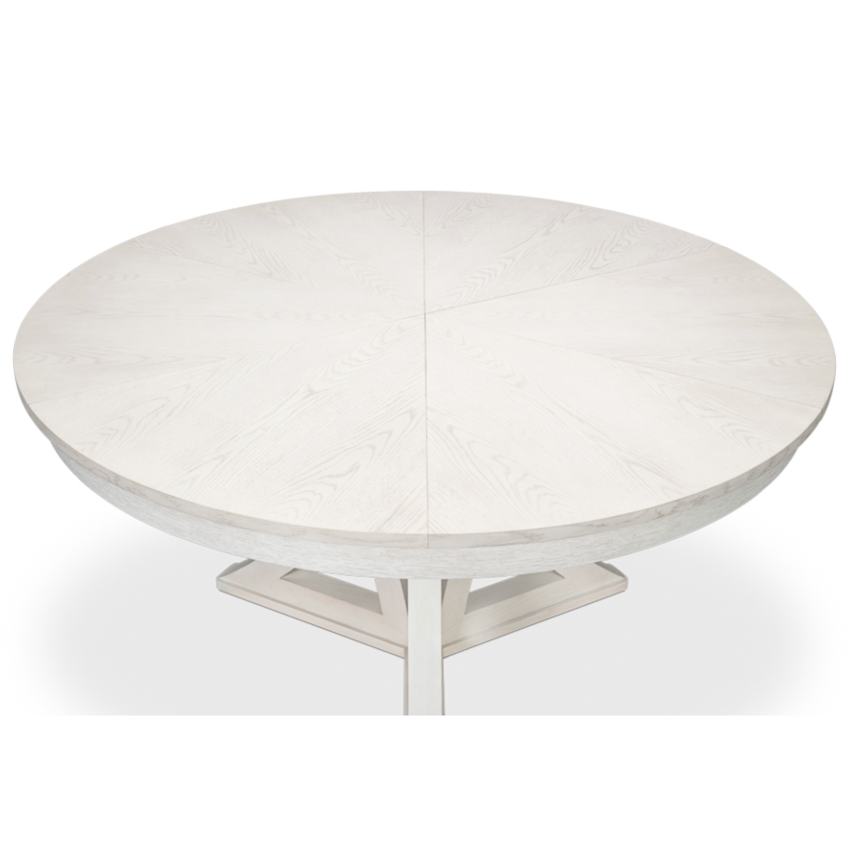 Outside The Box 64" Extends To 84" Casual Jupe White Wash Solid Oak Round Dining Table