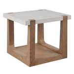 Outside The Box 28x24x22 Ellis Honed White Quartz & Oak Wood Side Table