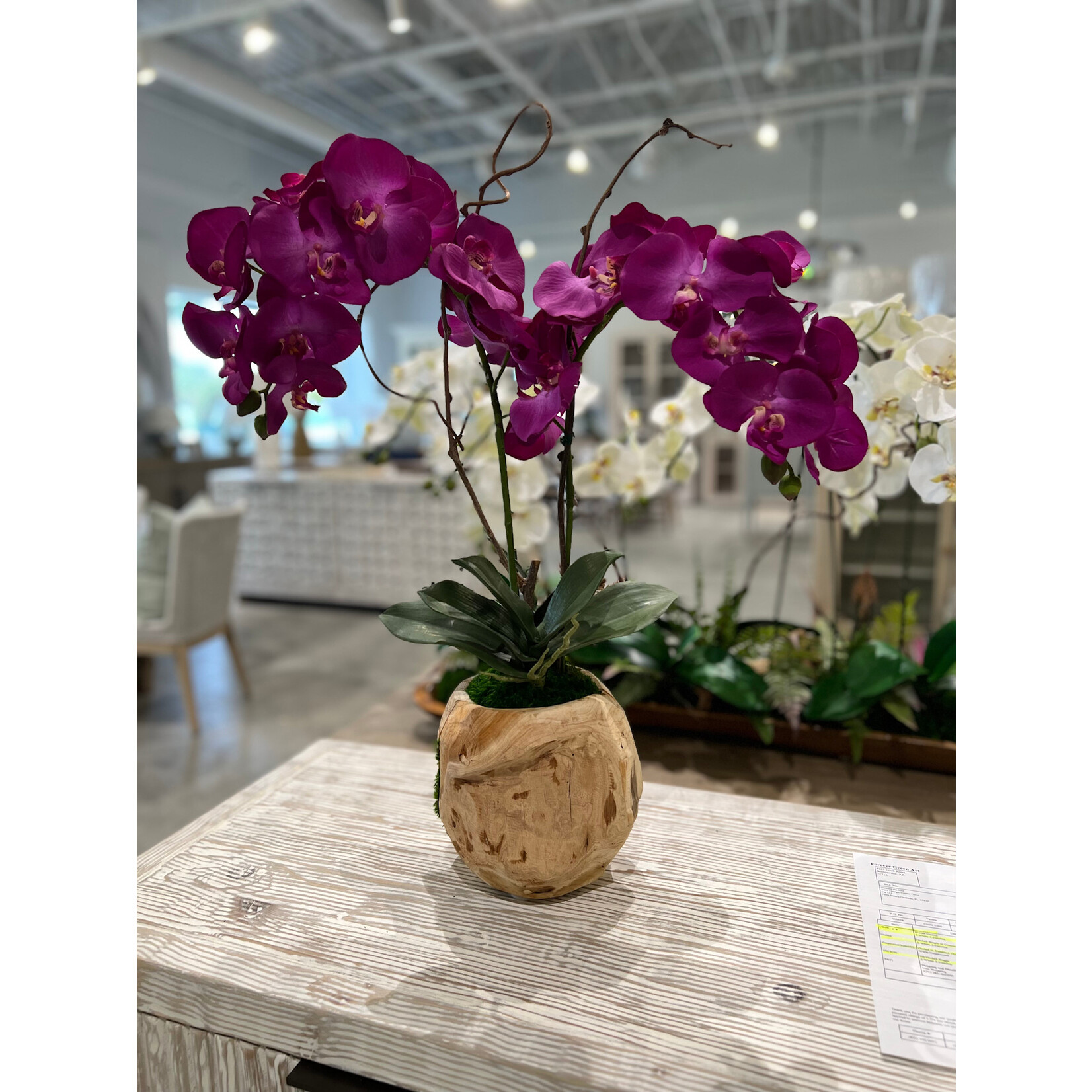 Outside The Box 26" Two Fuchsia Orchid Real Touch In Grapevine Orb