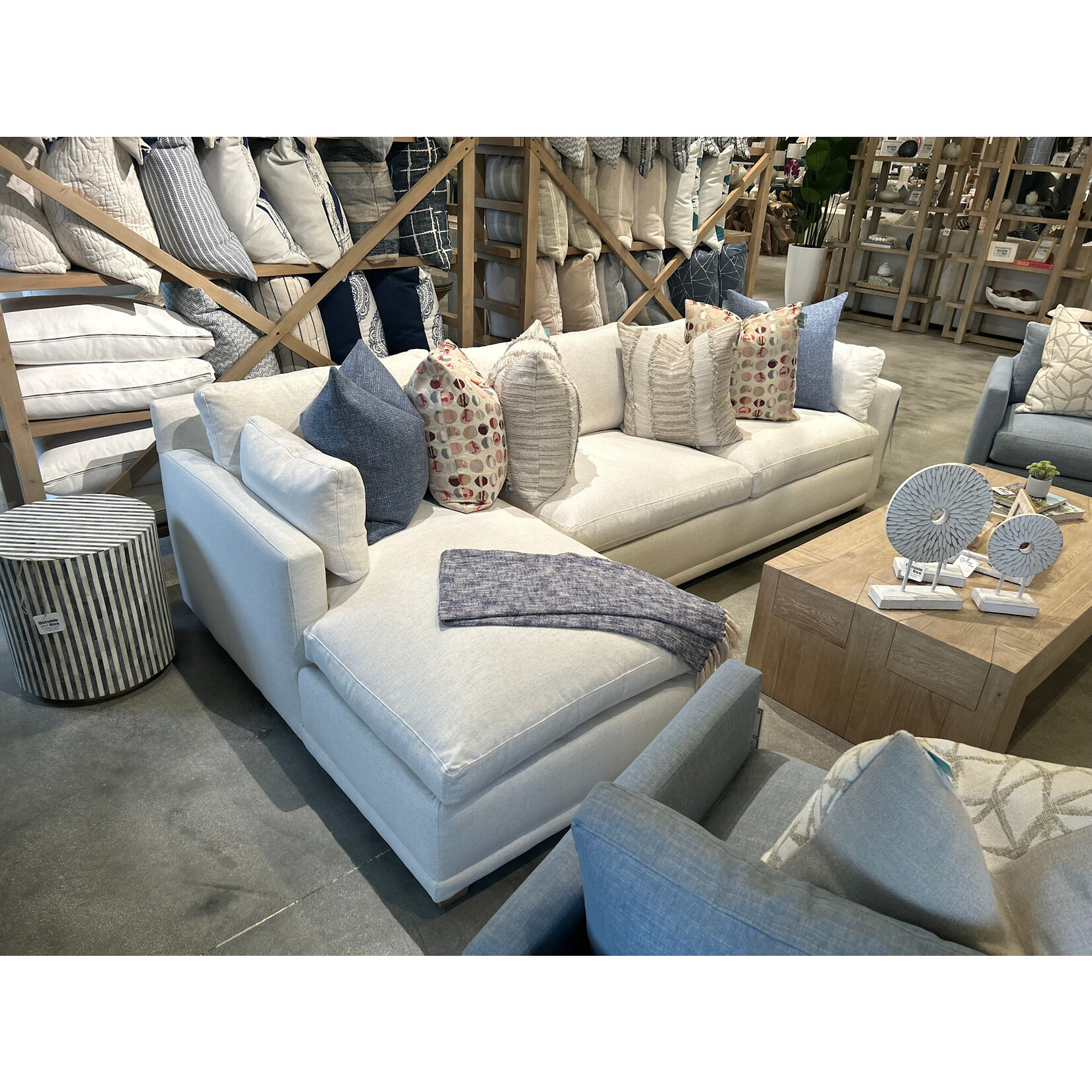 Outside The Box 122x67 Sylvie Nomad Snow Crypton Kid Proof Performance Upholstered LAF Chaise 102CR-19  (Z)