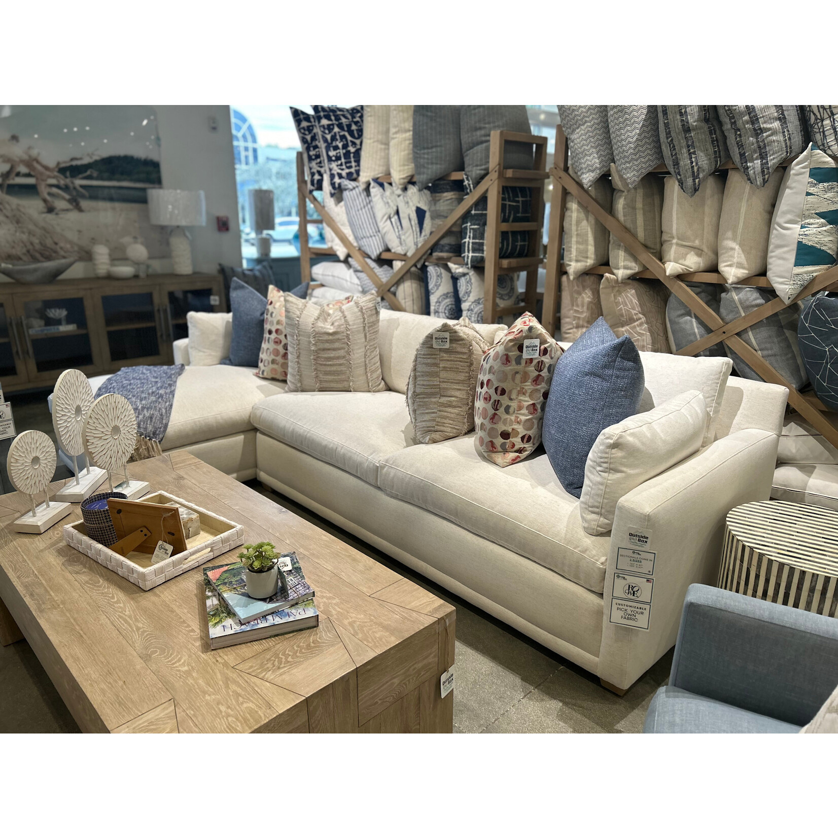 Outside The Box 122x67 Sylvie Nomad Snow Crypton Kid Proof Performance Upholstered LAF Chaise 102CR-19  (Z)