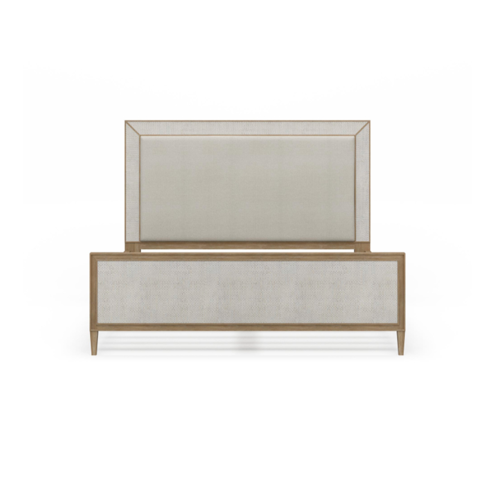 Outside The Box 80x85x60 Belgravia Mahogany & Rattan Upholstered King Bed In Sandbar