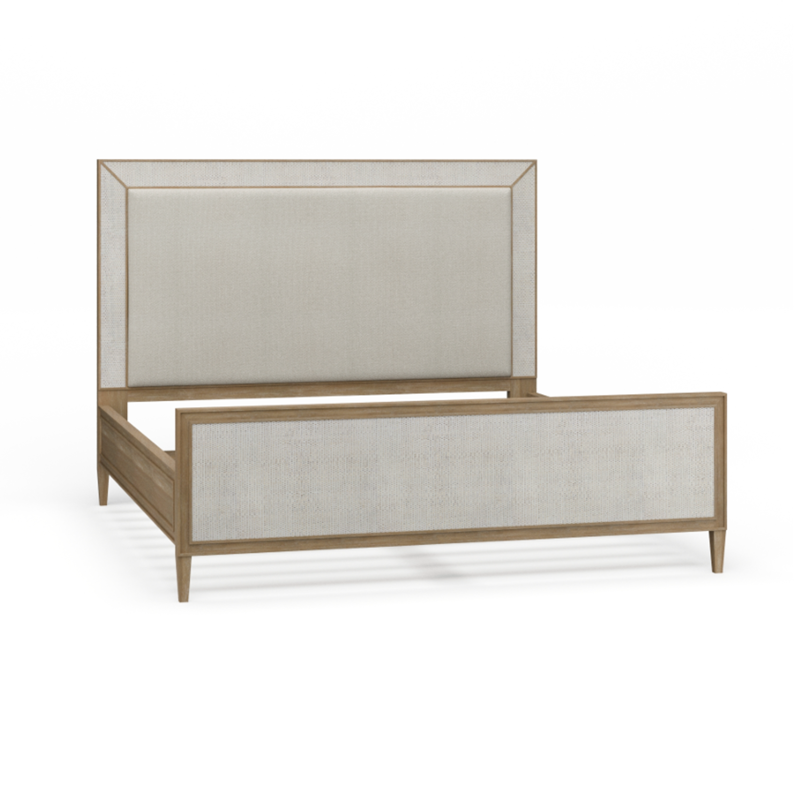 Outside The Box 80x85x60 Belgravia Mahogany & Rattan Upholstered King Bed In Sandbar
