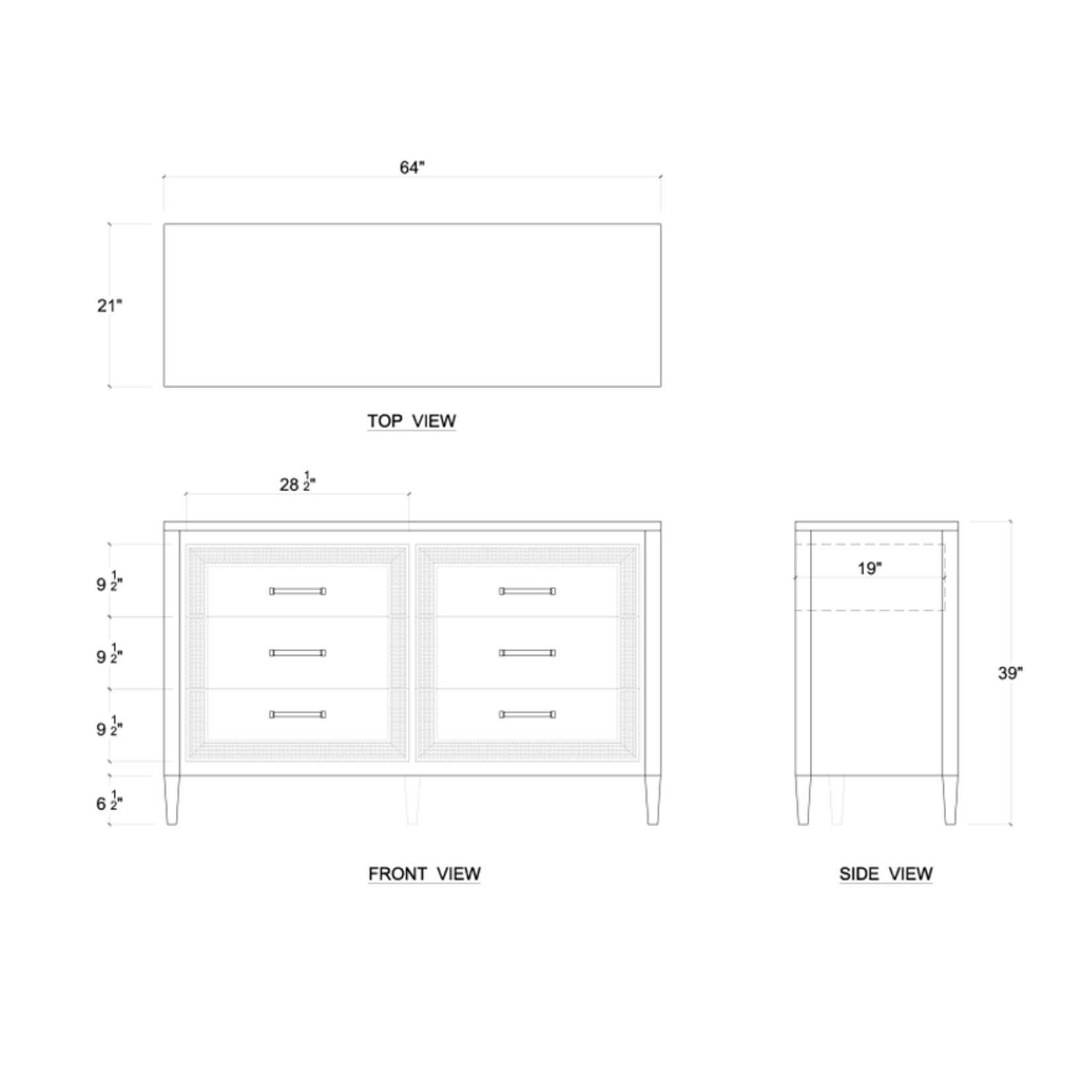 Outside The Box 64x21x39 Belgravia Mahogany & Rattan 6 Drawer Dresser In Sandbar