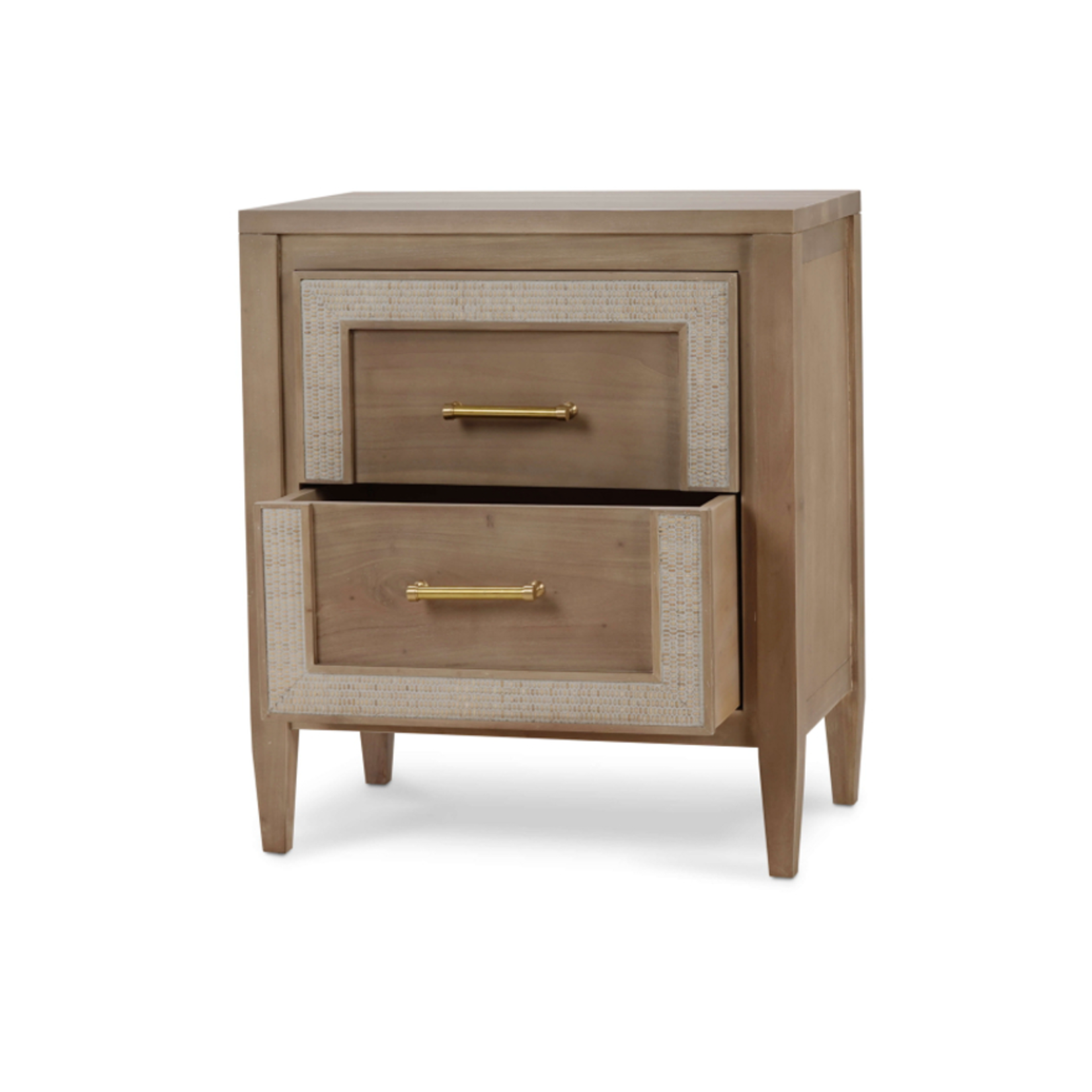 Outside The Box 28x18x32 Set Of 2 Belgravia Mahogany & Rattan 2 Drawer Nightstand In Sandbar
