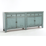 Outside The Box 87x18x37 Libbit Vintage Sage Reclaimed Pine 4 Door Sideboard