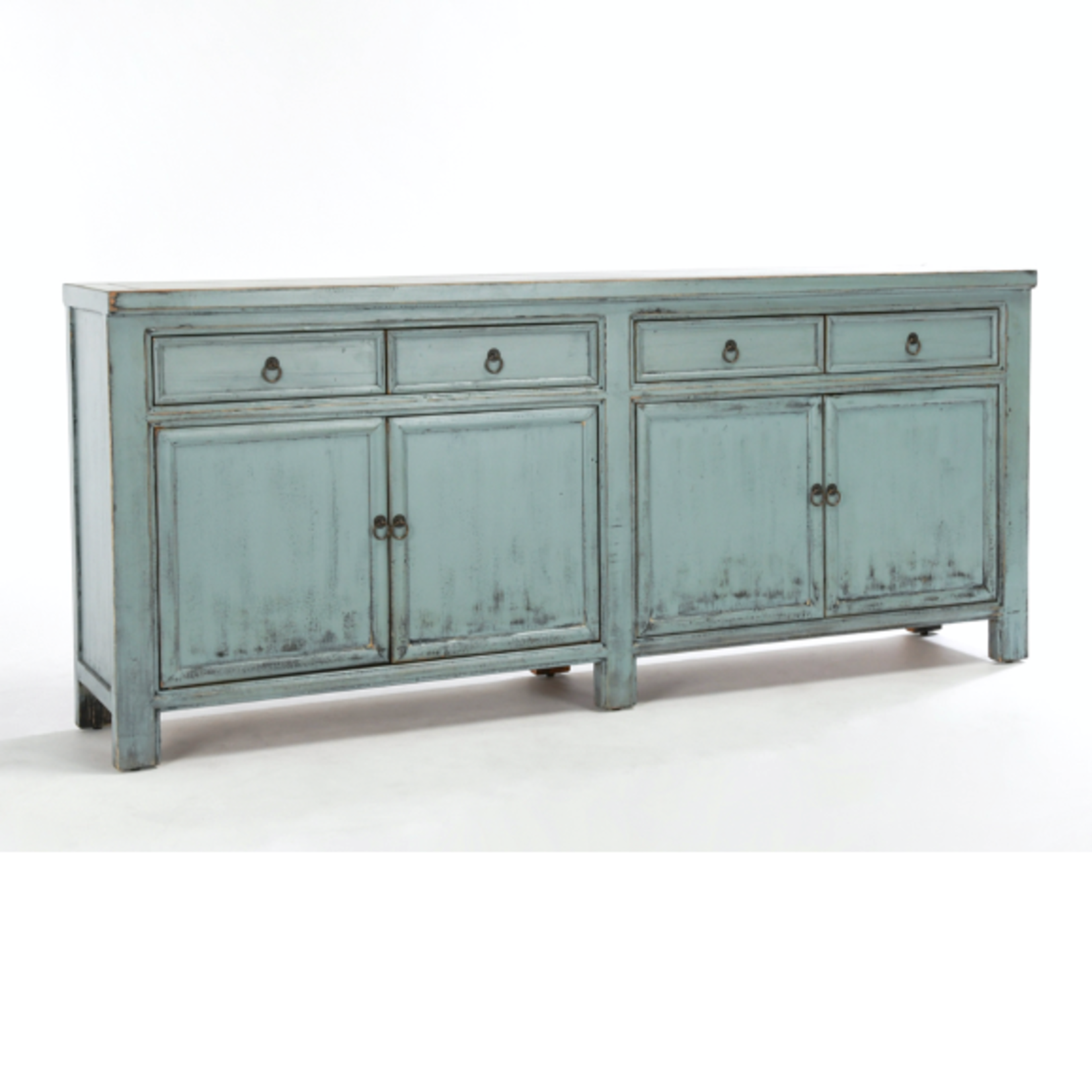 Outside The Box 87x18x37 Libbit Vintage Sage Reclaimed Pine 4 Door Sideboard
