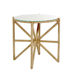 Outside The Box 26x25 Nigel Mindy Wood & Tempered Glass Side Table