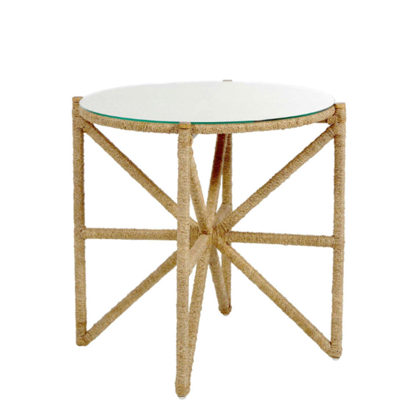 Outside The Box 26x25 Nigel Mindy Wood & Tempered Glass Side Table
