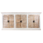 Outside The Box 87x16x39 Shutter White & Natural Solid Mango Wood 6 Door Sideboard