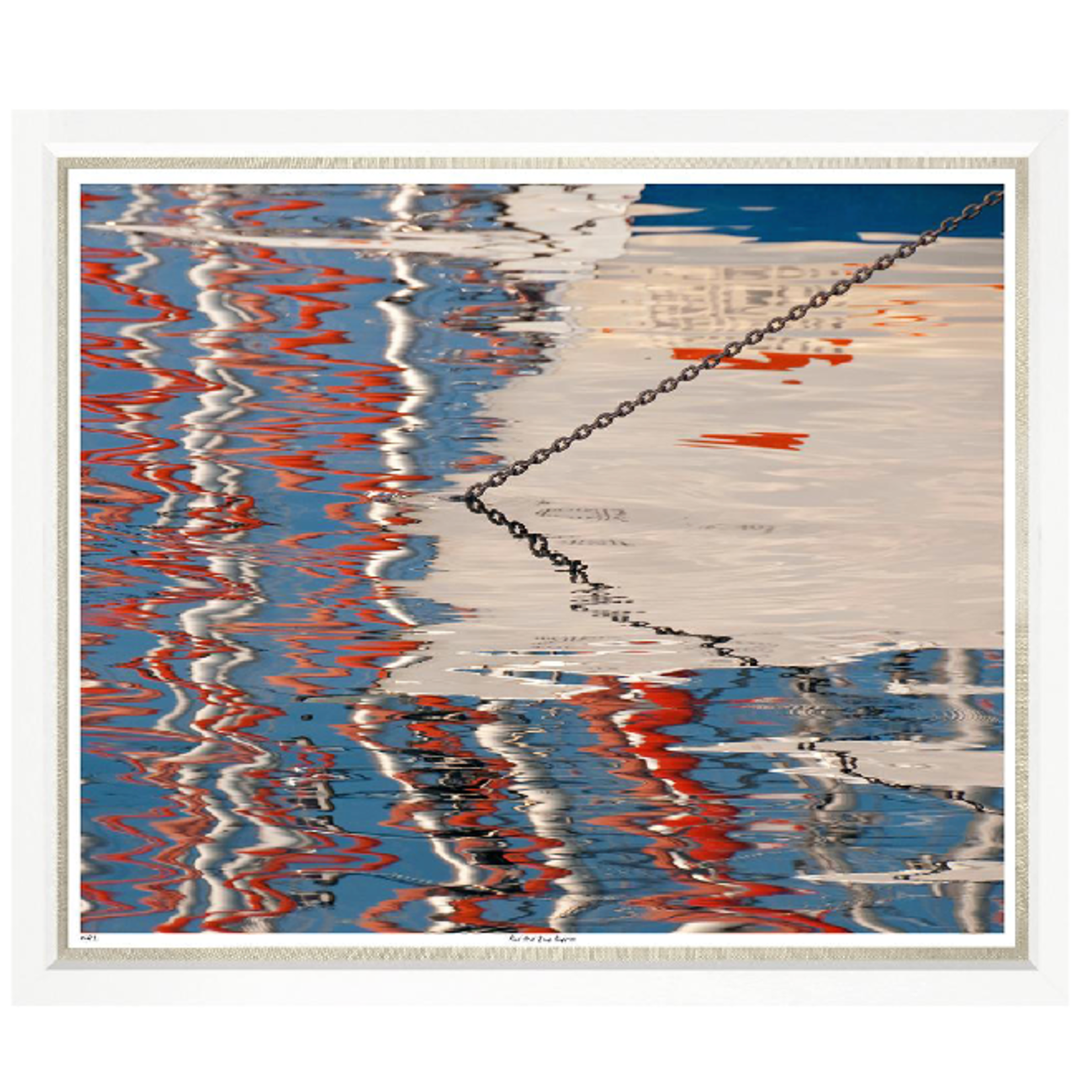Outside The Box 50x43 Trowbridge Red And Blue Ripples Art White Frame With Linen Slip