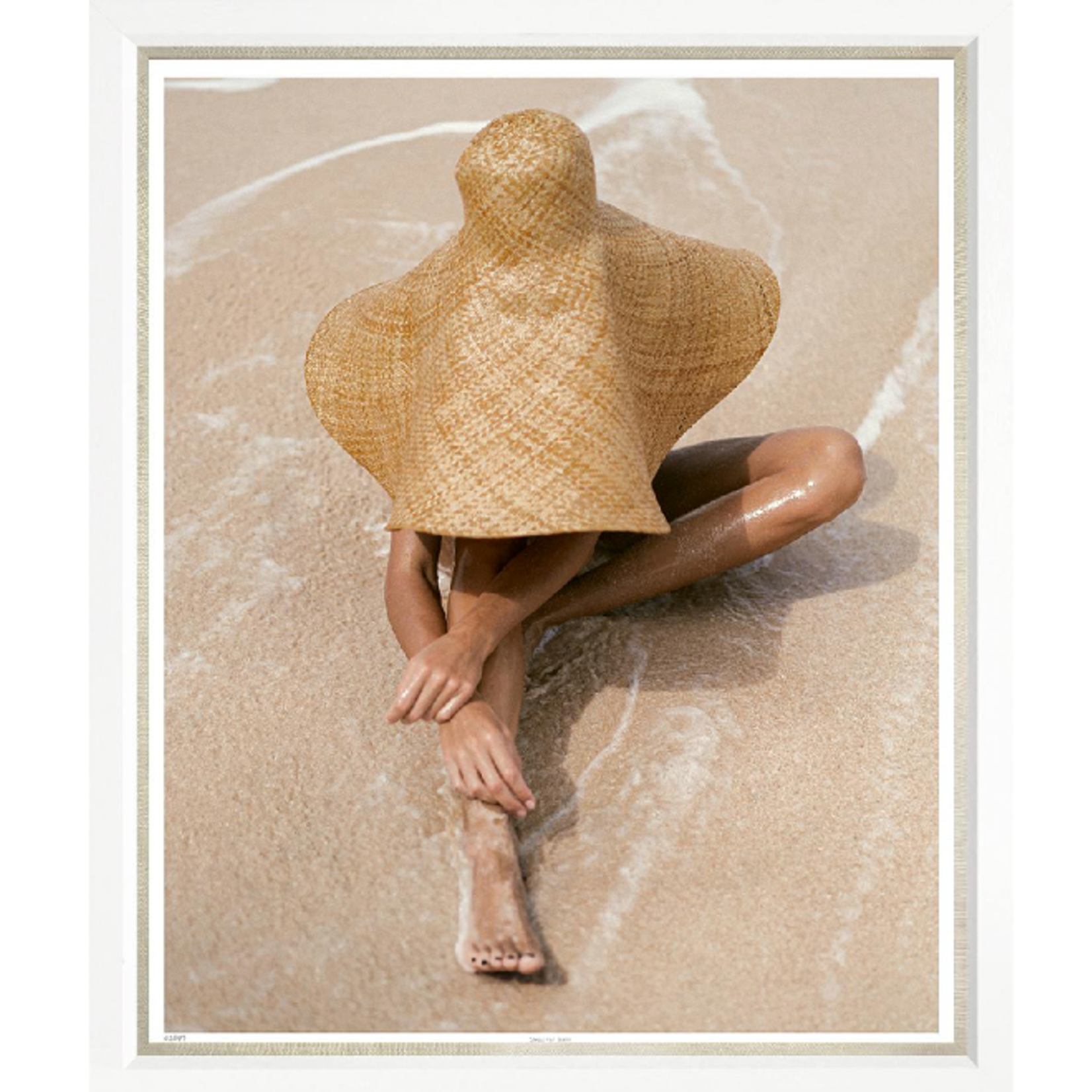 Outside The Box 50x43 Trowbridge Straw Hat Stretch Art White Frame With Linen Slip