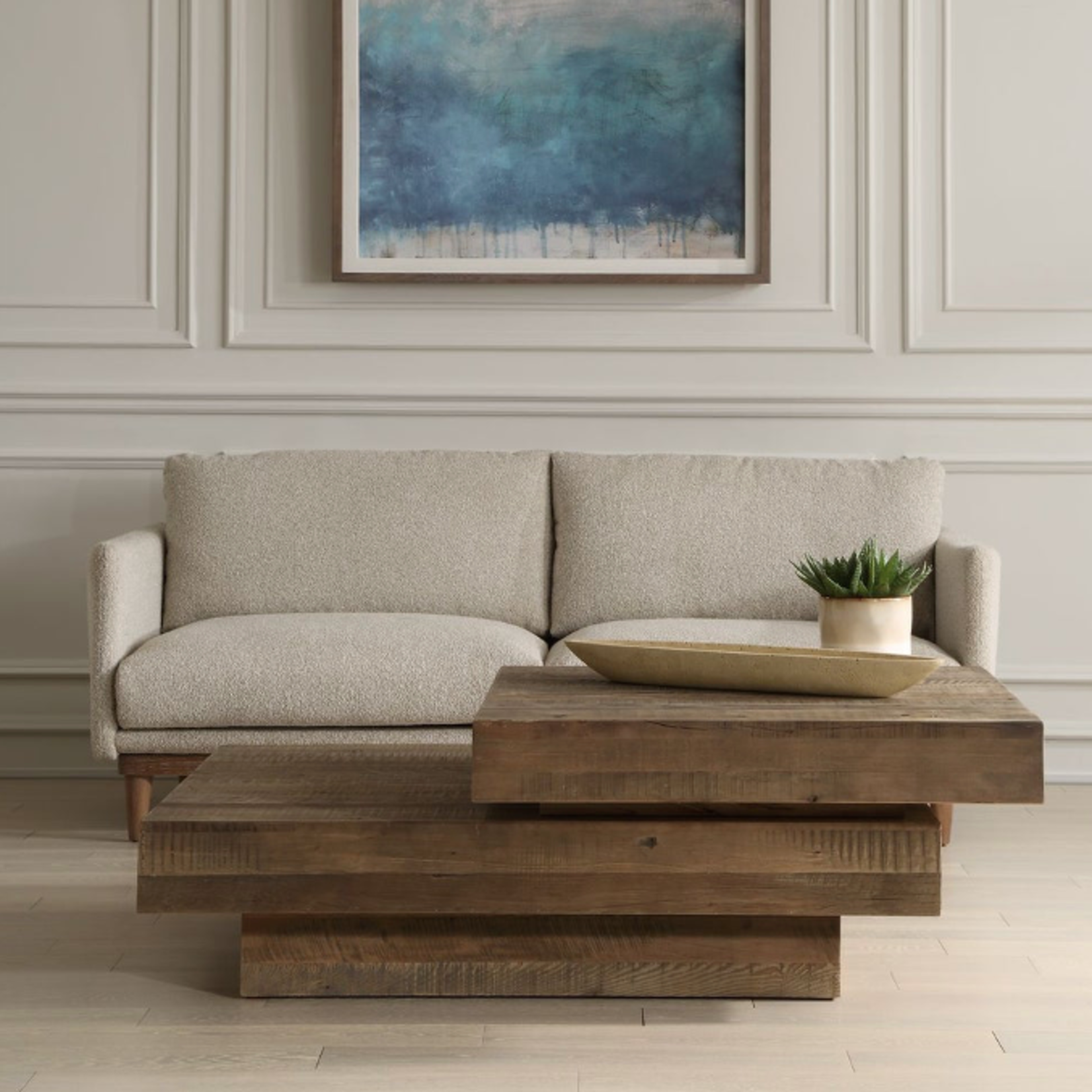 Outside The Box 57x47x20 Rustic Planes Reclaimed Oak Coffee Table
