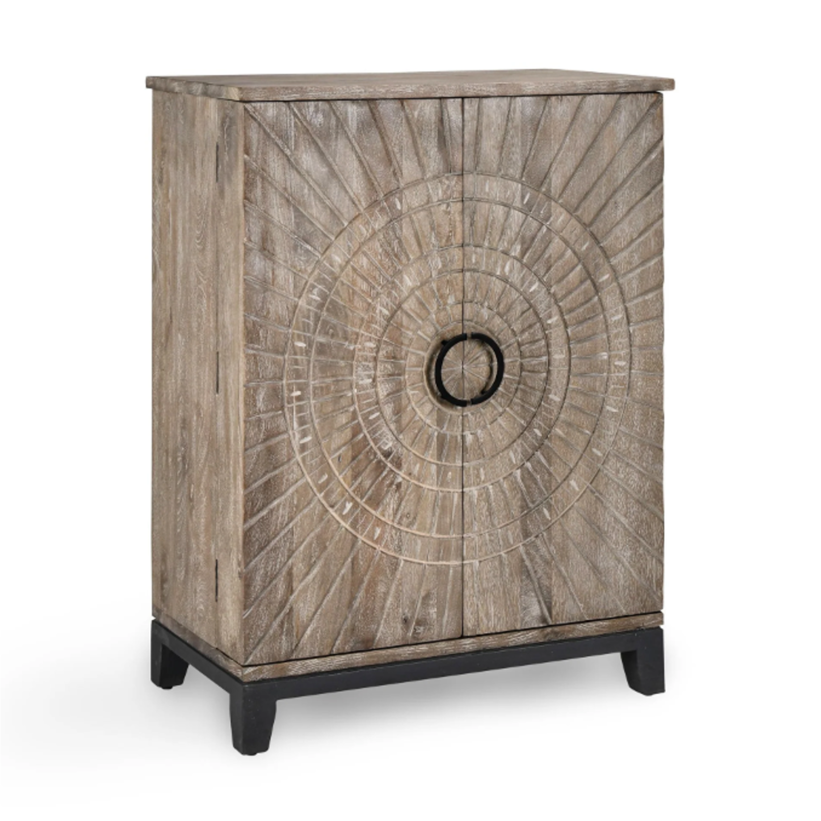 Outside The Box 36x20x47 Vivienne Light Gray Mango Wood Bar Cabinet
