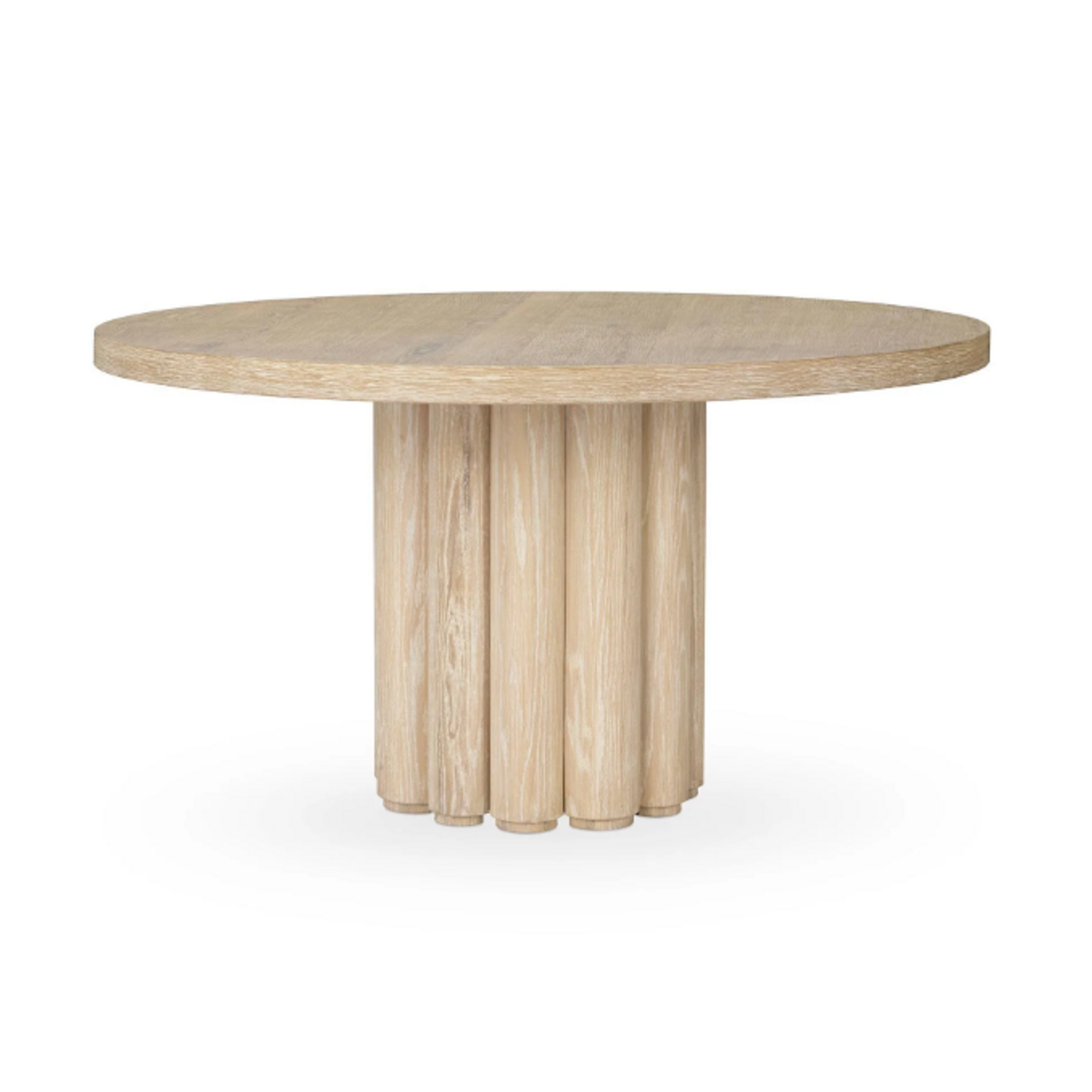 Outside The Box 55" Arbor Solid Oak White Washed Wood Round Dining Table