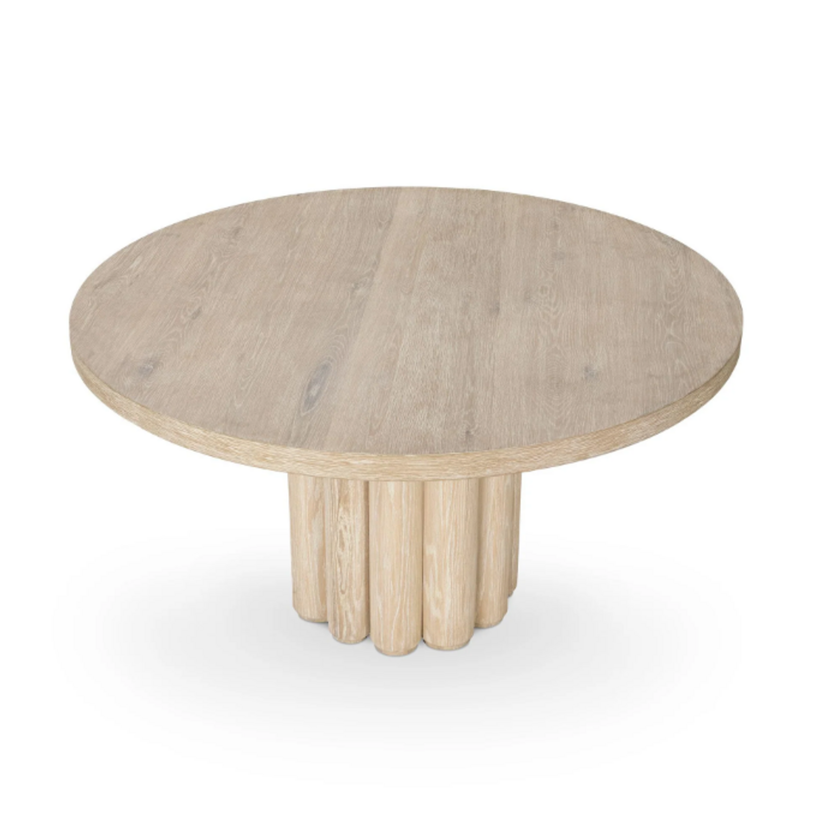 Outside The Box 55" Arbor Solid Oak White Washed Wood Round Dining Table