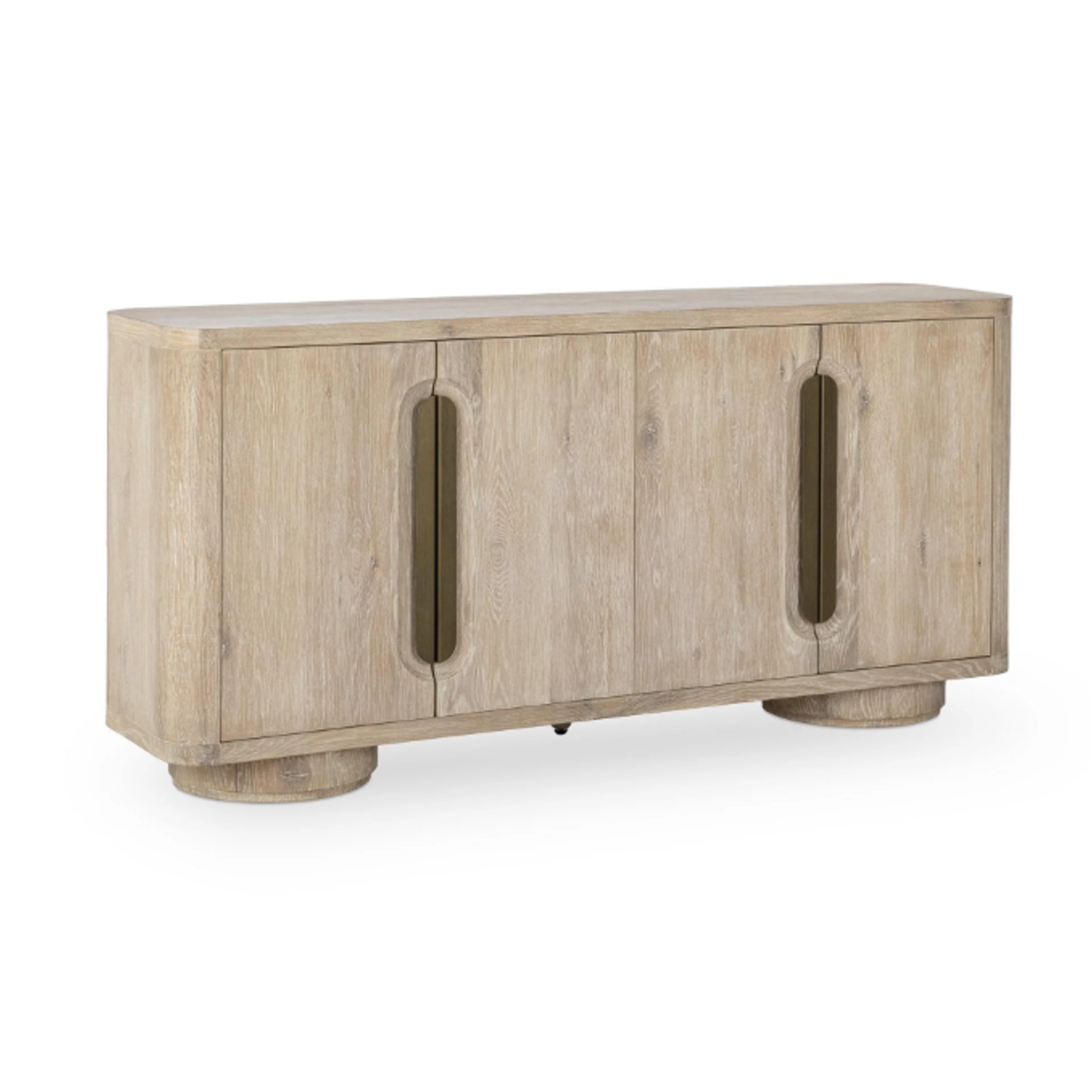 Outside The Box 74x18x36 Arbor Solid Oak White Washed Wood 4 Door Buffet / Server