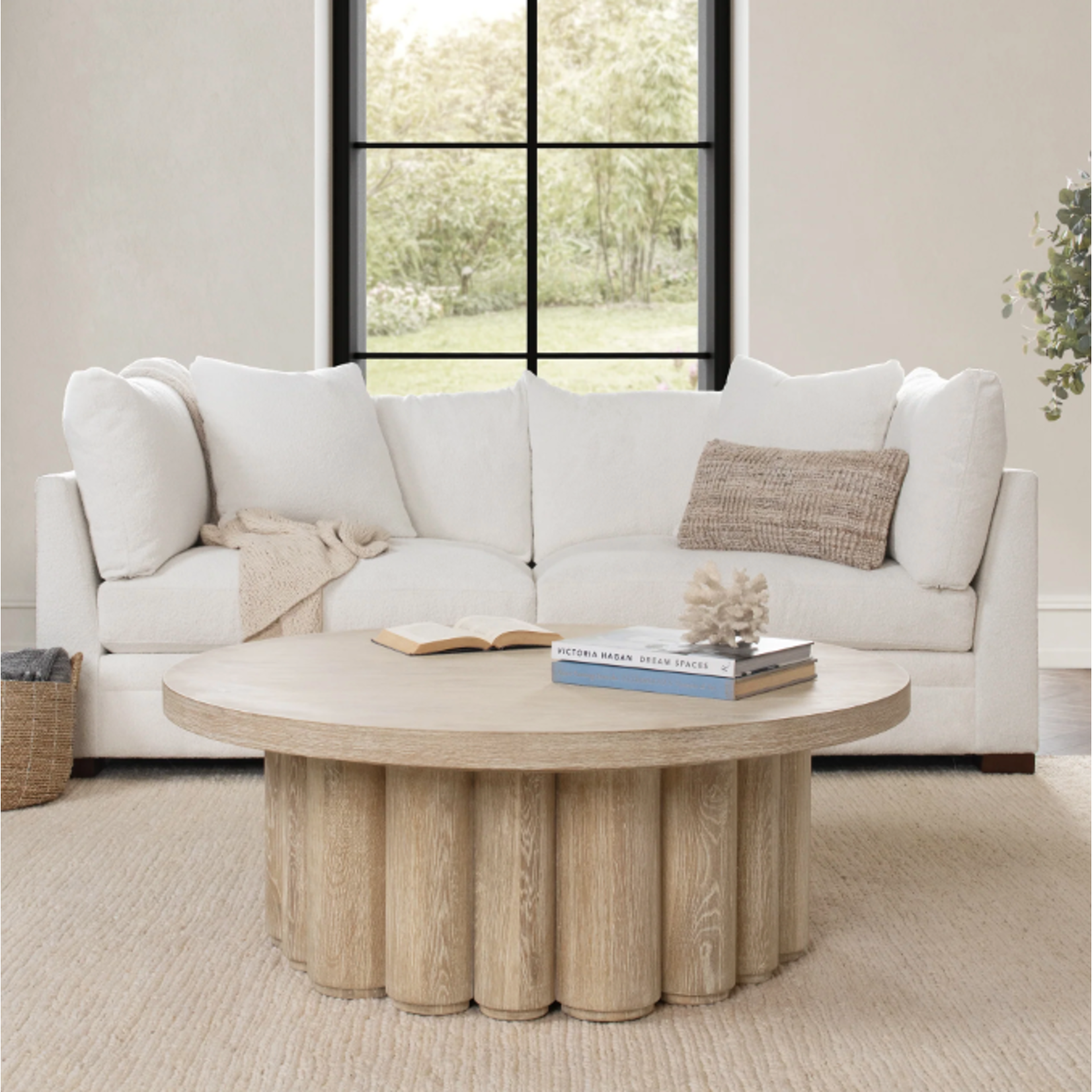 Outside The Box 48x18 Arbor Solid Oak White Washed Coffee Table