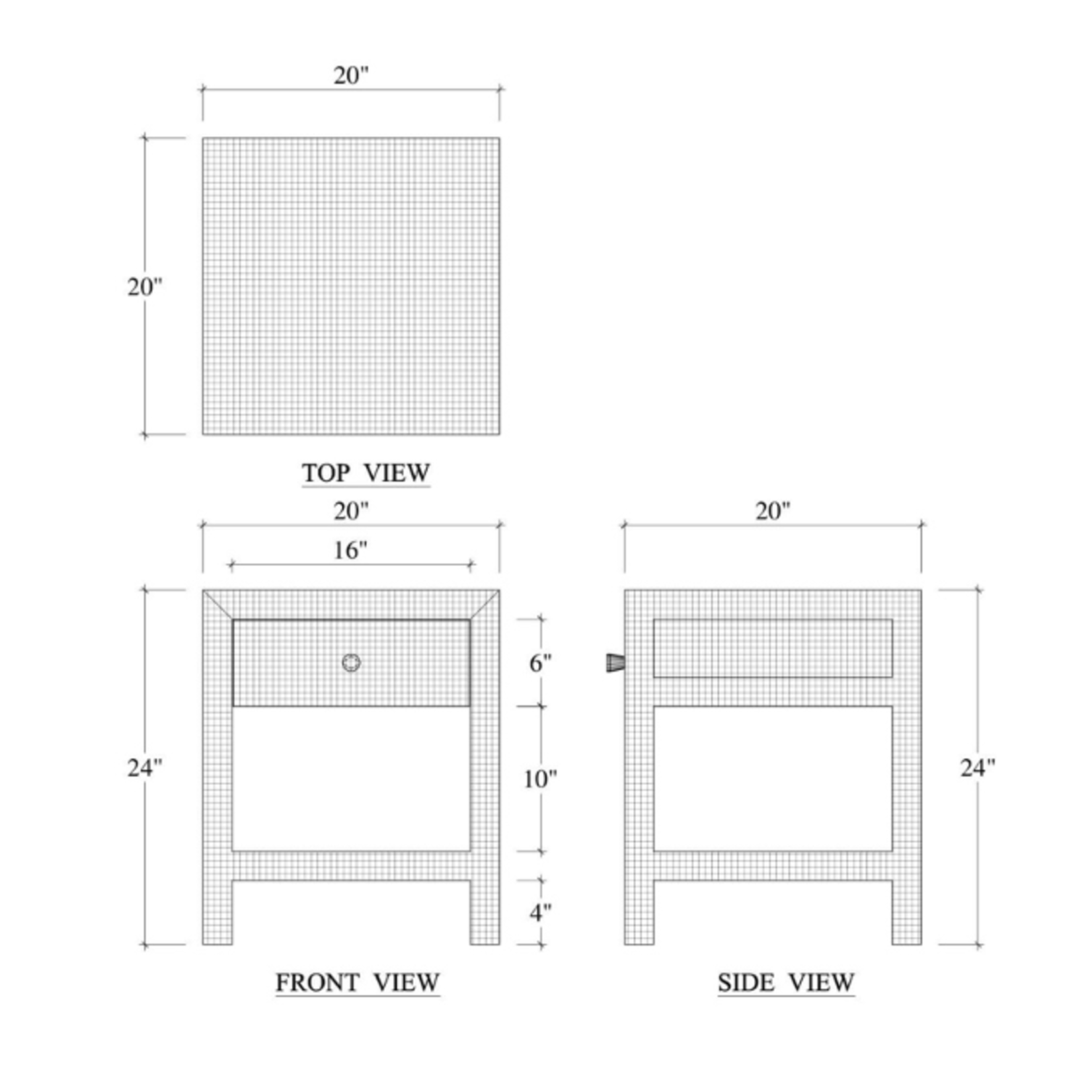 Outside The Box 20x20x24 Set Of 2 Kagu Mahogany 1 Drawer Nightstand Raffia Wrapped In Pale Blue Wash - RFPB (QS)