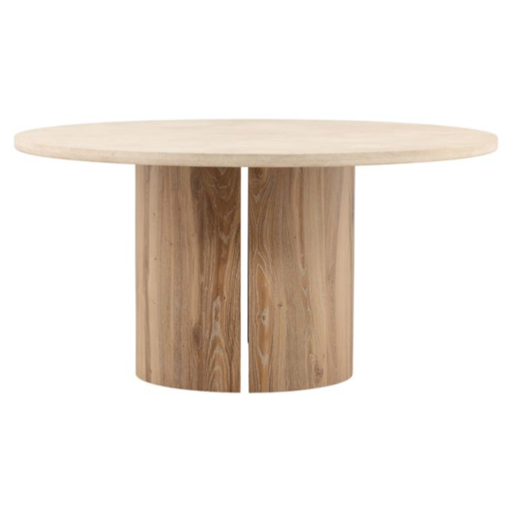Outside The Box 59" Reeve Oak Wood Round & Marble Top Round Dining Table