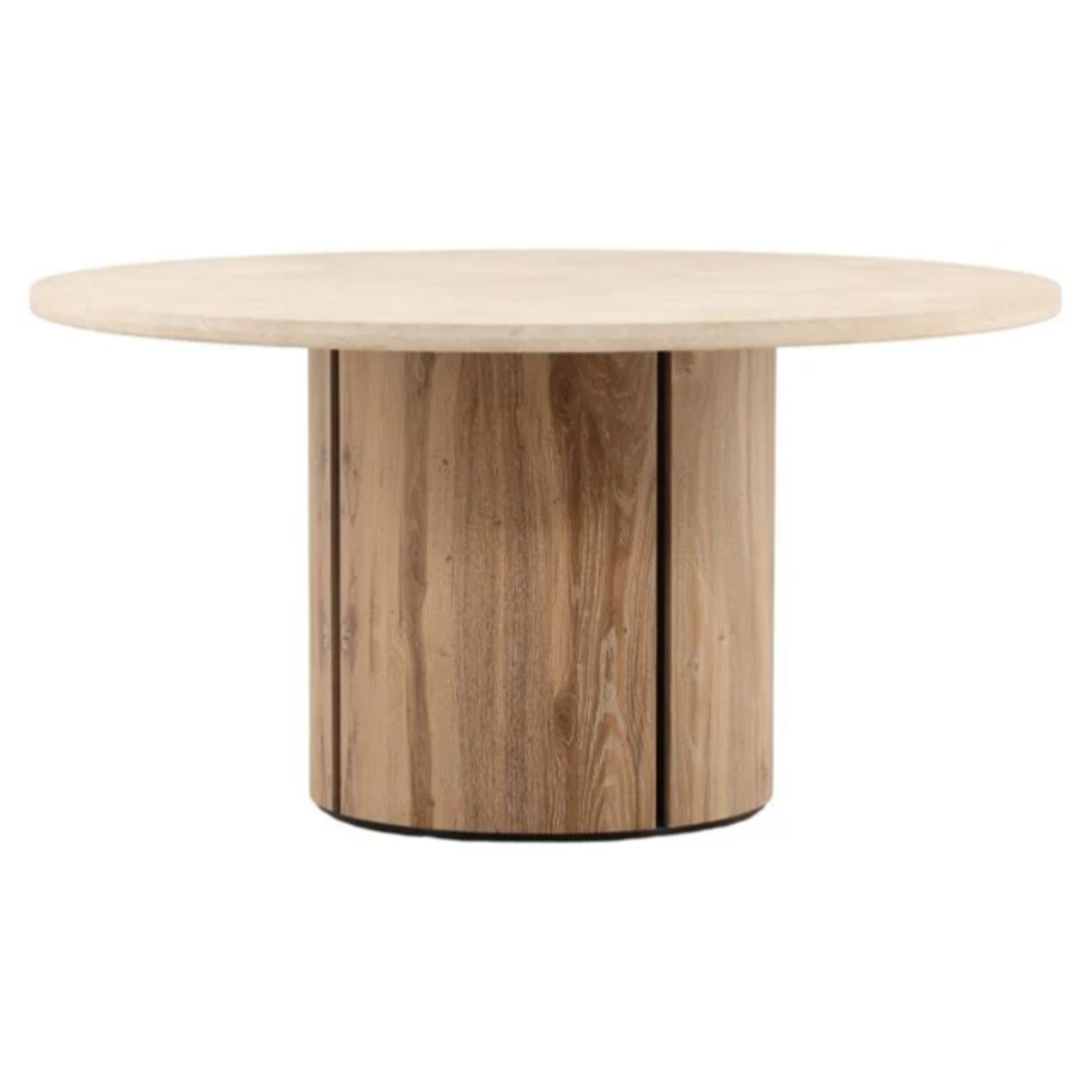 Outside The Box 59" Reeve Oak Wood Round & Marble Top Round Dining Table