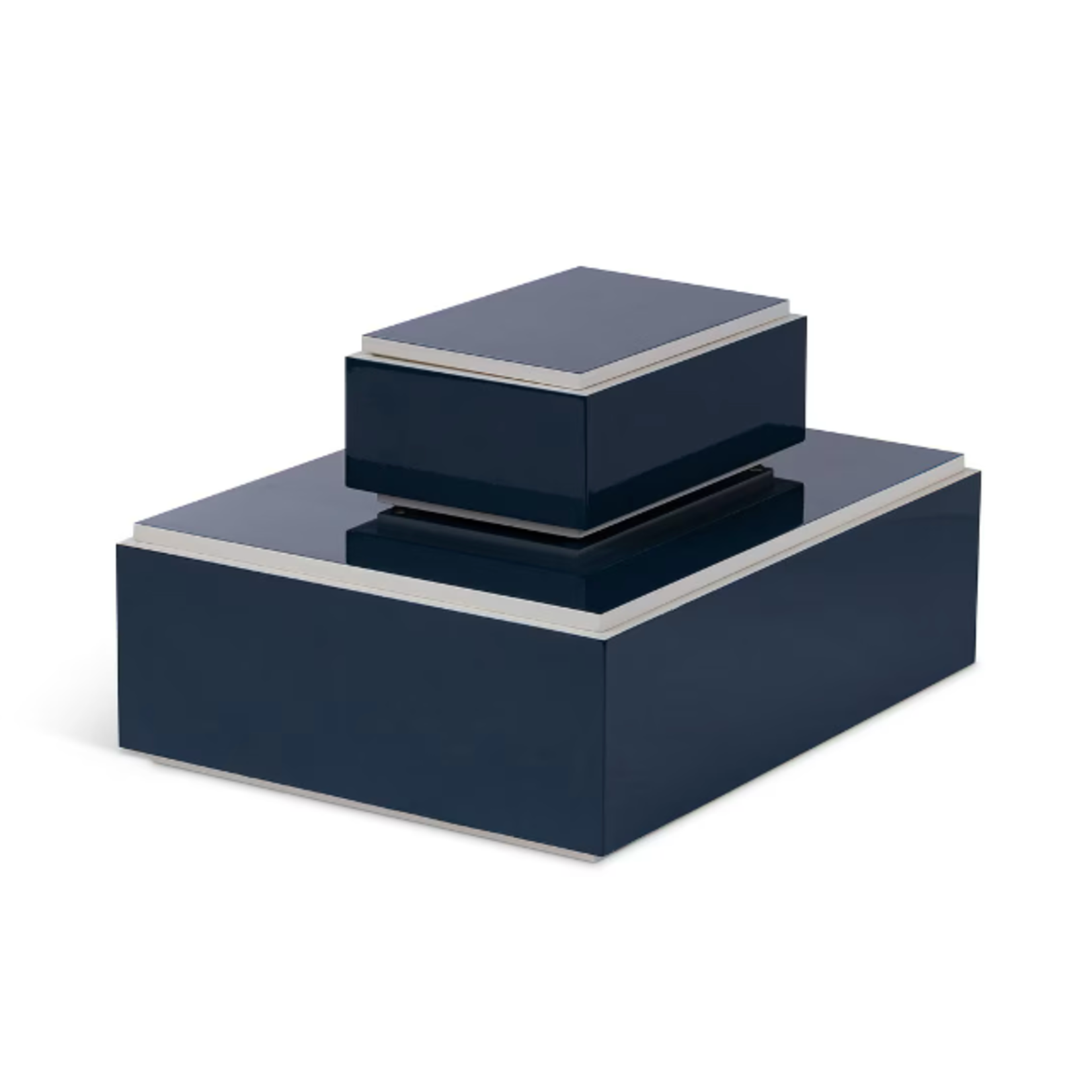 Outside The Box Set Of 2 Hampton Shore Lacquered Decorative Boxes In Indigo