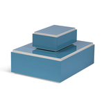 Outside The Box Set Of 2 Hampton Shore Lacquered Decorative Boxes In Mineral Blue