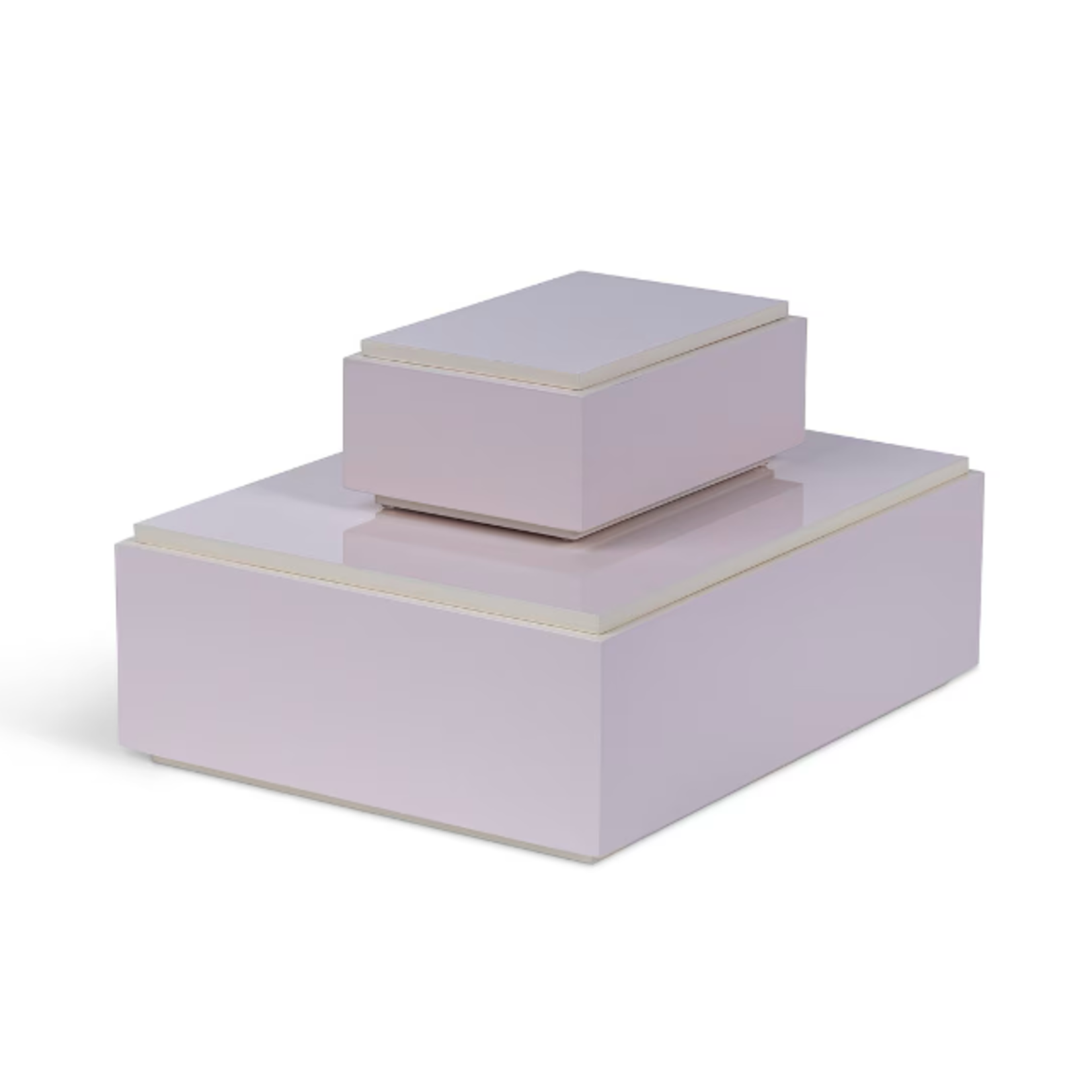 Outside The Box Set Of 2 Hampton Shore Lacquered Decorative Boxes In Blush Pearl
