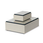 Outside The Box Set Of 2 Hampton Shore Lacquered Decorative Boxes In Silk Linen