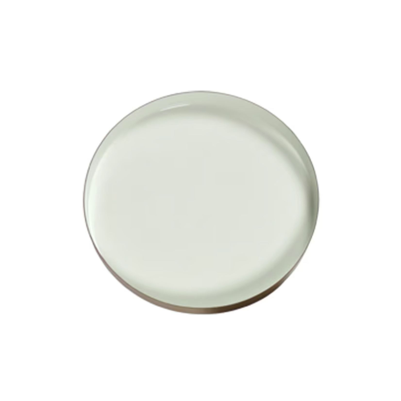 Outside The Box 15" Seafoam Enamel & Brass Round Tray