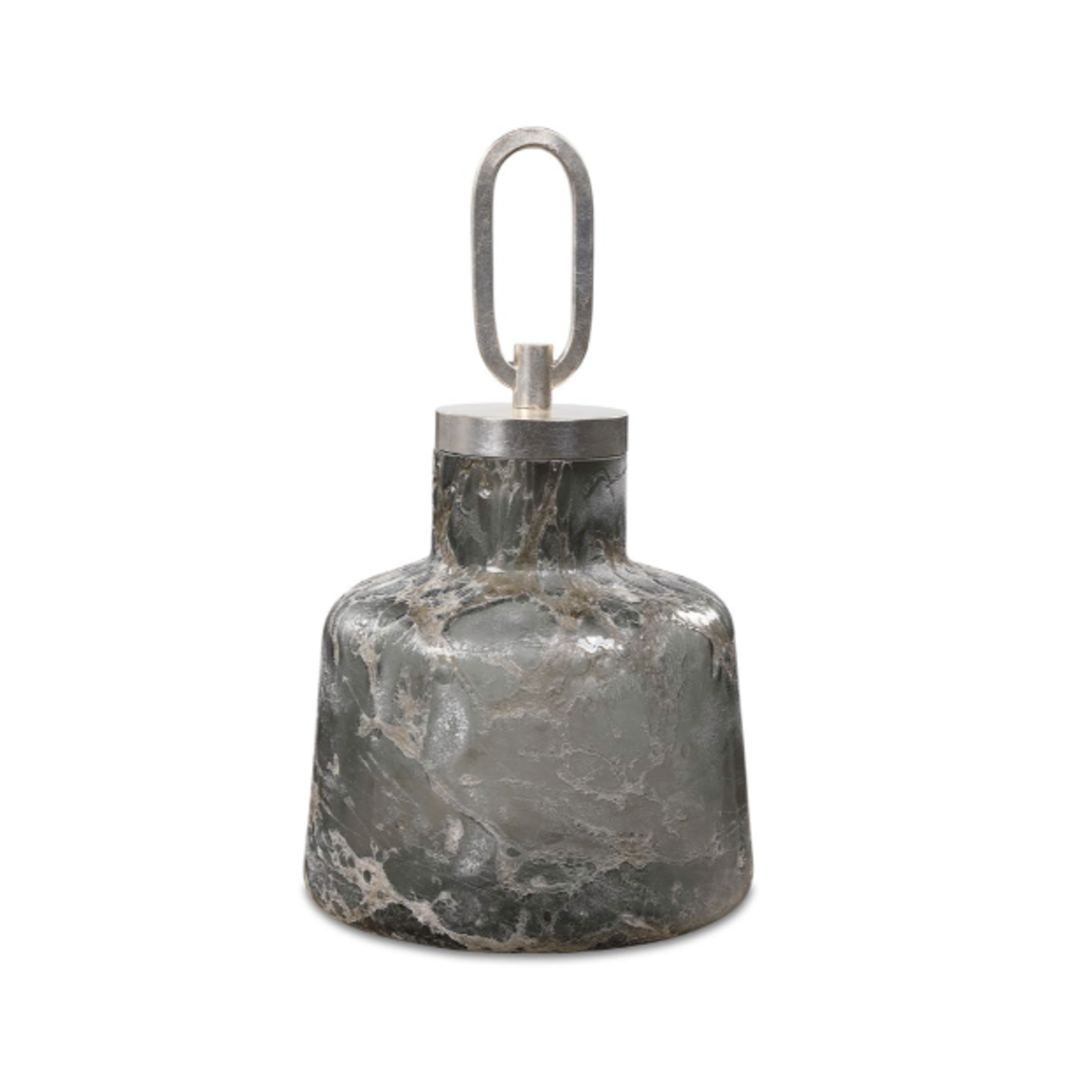 Outside The Box 15" Storm Charcoal / Taupe / Silver Art Glass Bottle