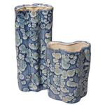 Outside The Box 12" & 8" Set Of 2 Cloud Blue & White Ceramic Vase