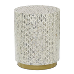 Outside The Box 18x22 White & Shell Inlay Round Side Table